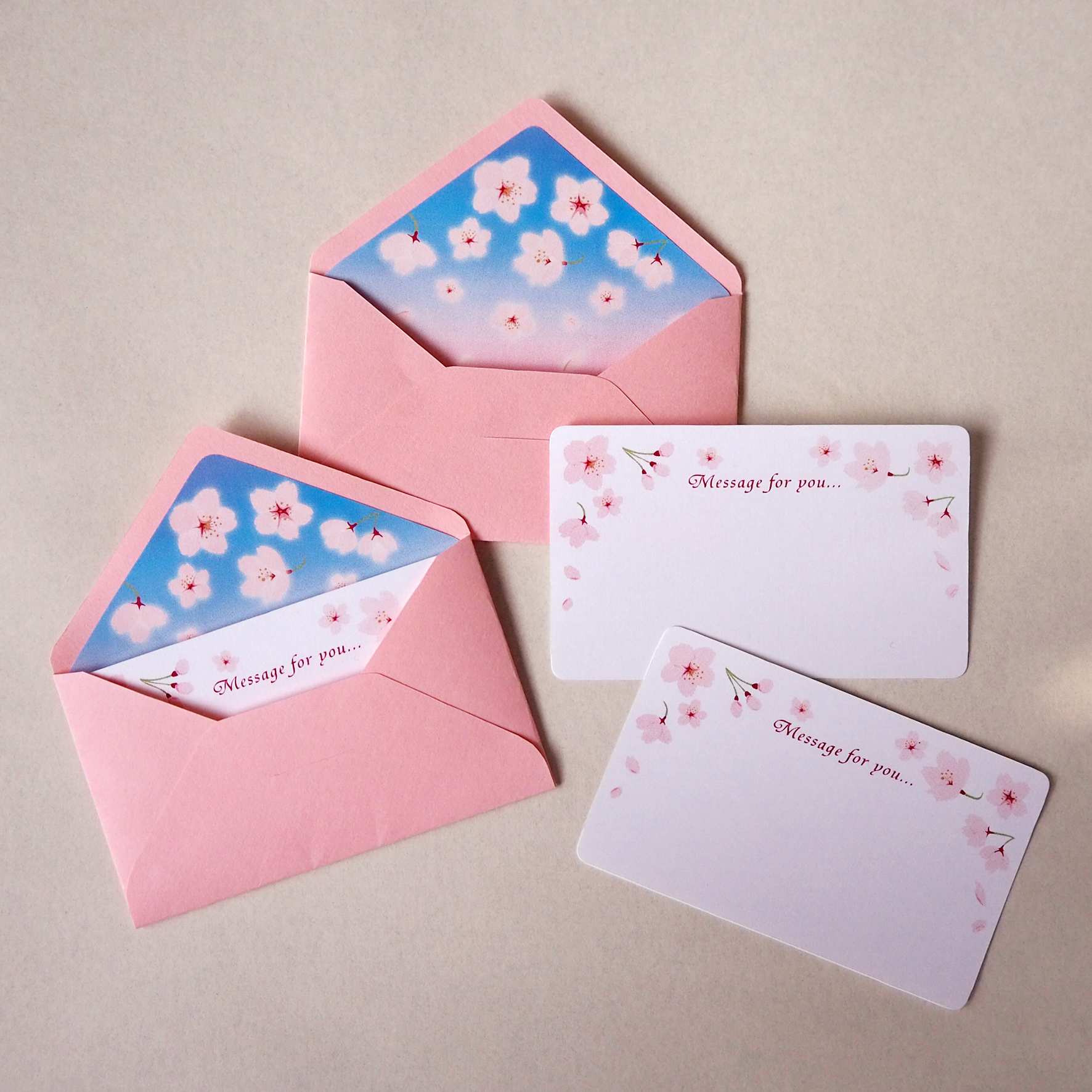 桜のメッセージカード Iichi ハンドメイド クラフト作品 手仕事品の通販