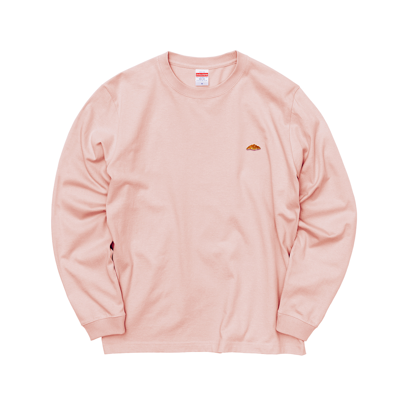 カラーロングスリーブtシャツ オフピンク クロワッサン刺繍付き Iichi ハンドメイド クラフト作品 手仕事品の通販