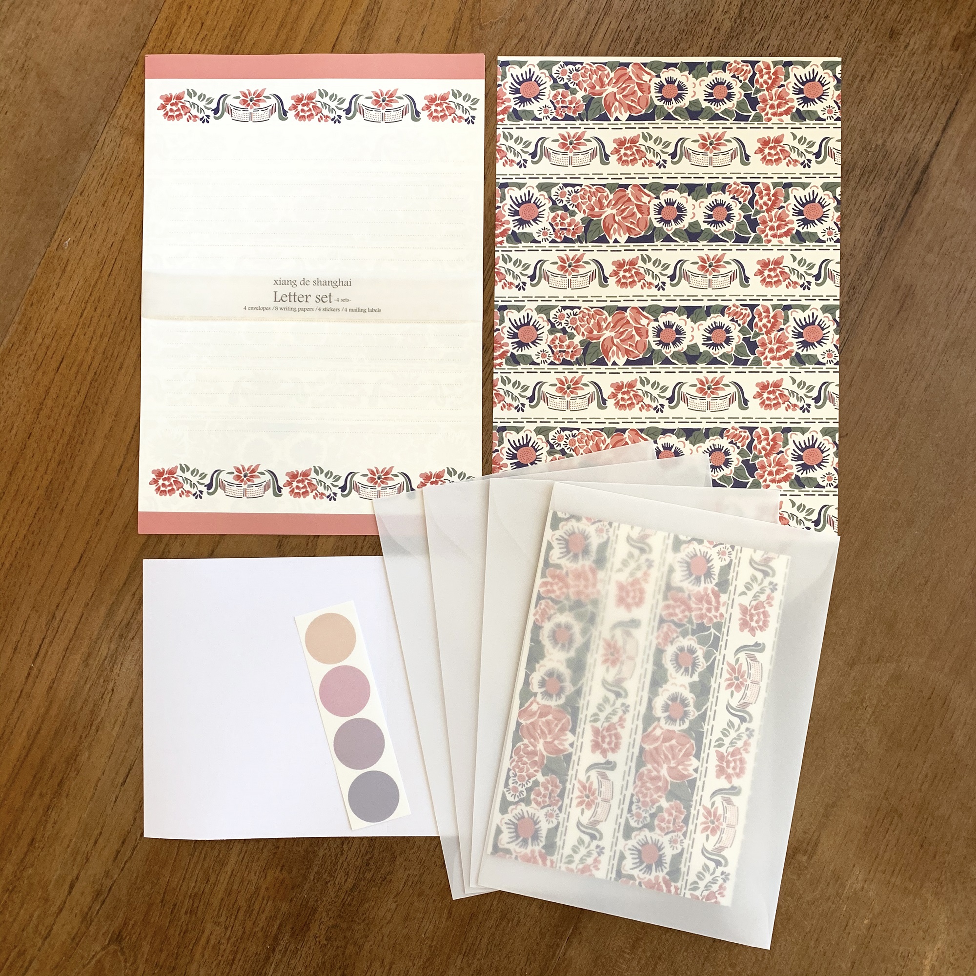 小紅書柄レターセット かわいい花柄レターセット De Shanghai Iichi ハンドメイド クラフト作品 手仕事品の通販