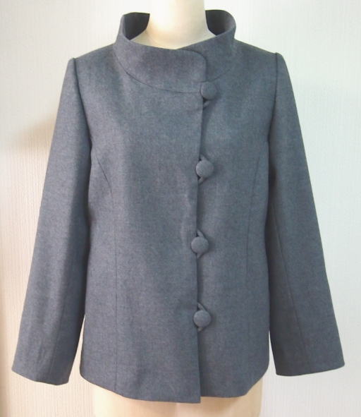 大きいくるみボタン付きジャケットコート グレイ地 Iichi ハンドメイド クラフト作品 手仕事品の通販