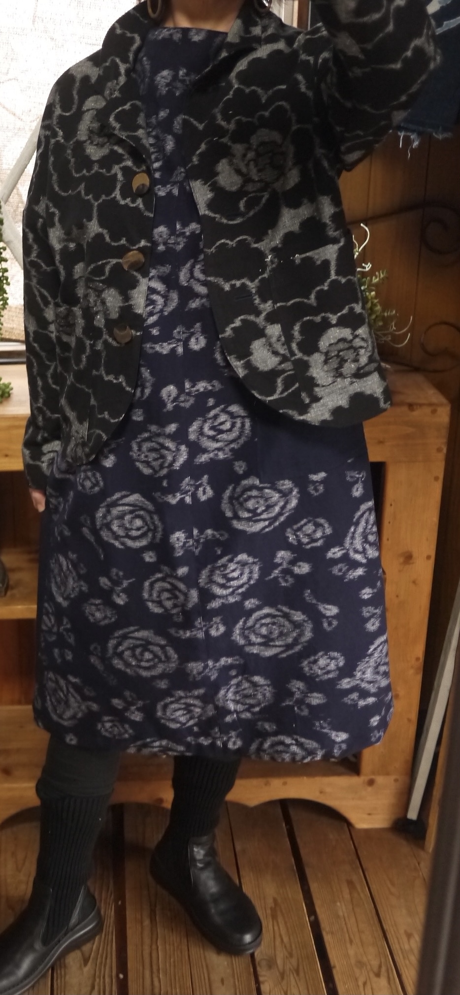 久留米絣花柄ワンピース Iichi ハンドメイド クラフト作品 手仕事品の通販