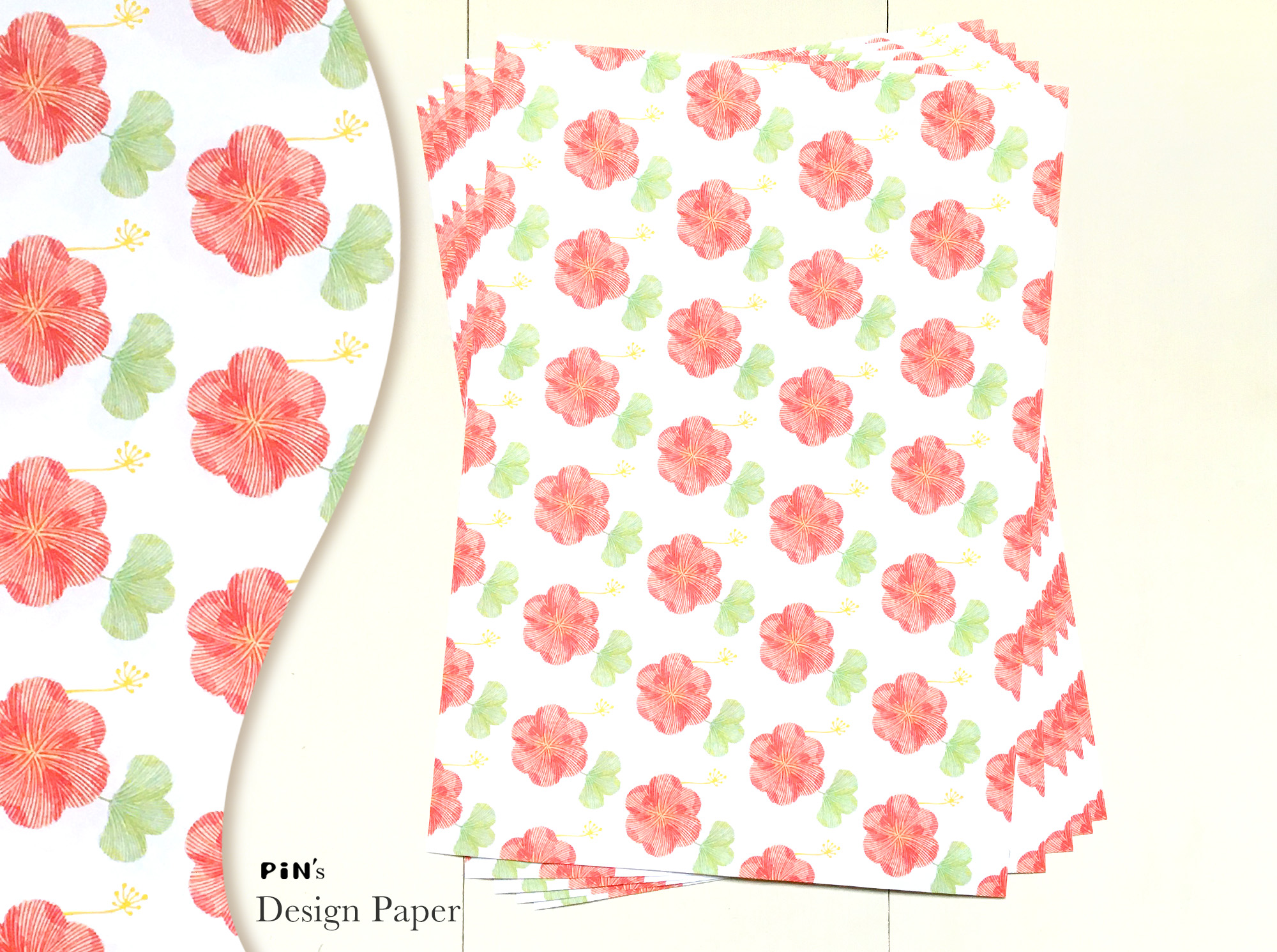 サイズの包装紙 10枚入り 公園の花 赤いお花のデザインペーパー Iichi ハンドメイド クラフト作品 手仕事品の通販
