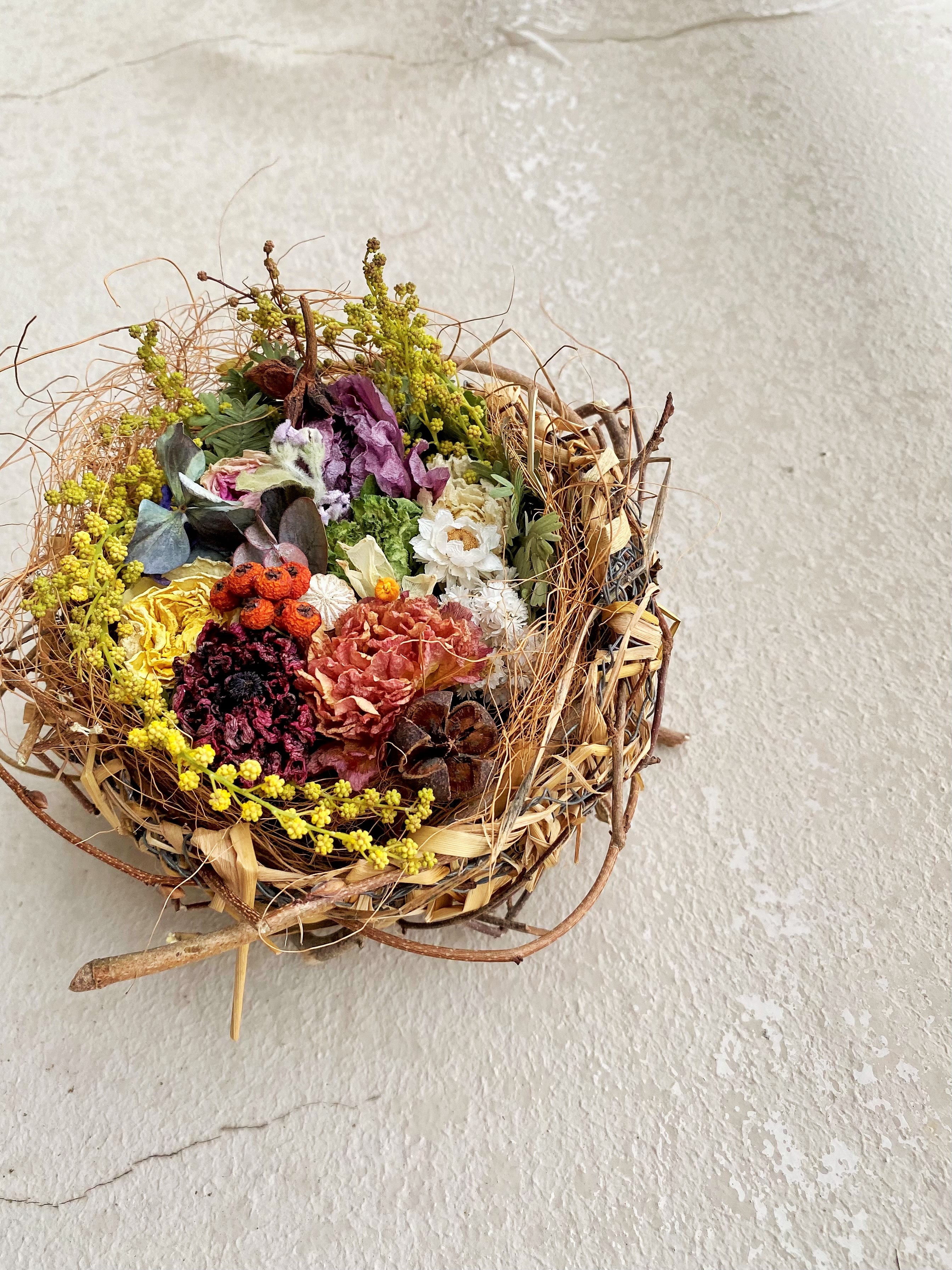 コロンと可愛い鳥の巣アレンジメント Iichi ハンドメイド クラフト作品 手仕事品の通販