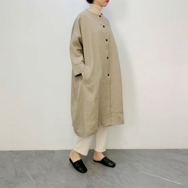 En Enリネン ドルマン袖コート ベージュ 裏地付き Iichi ハンドメイド クラフト作品 手仕事品の通販