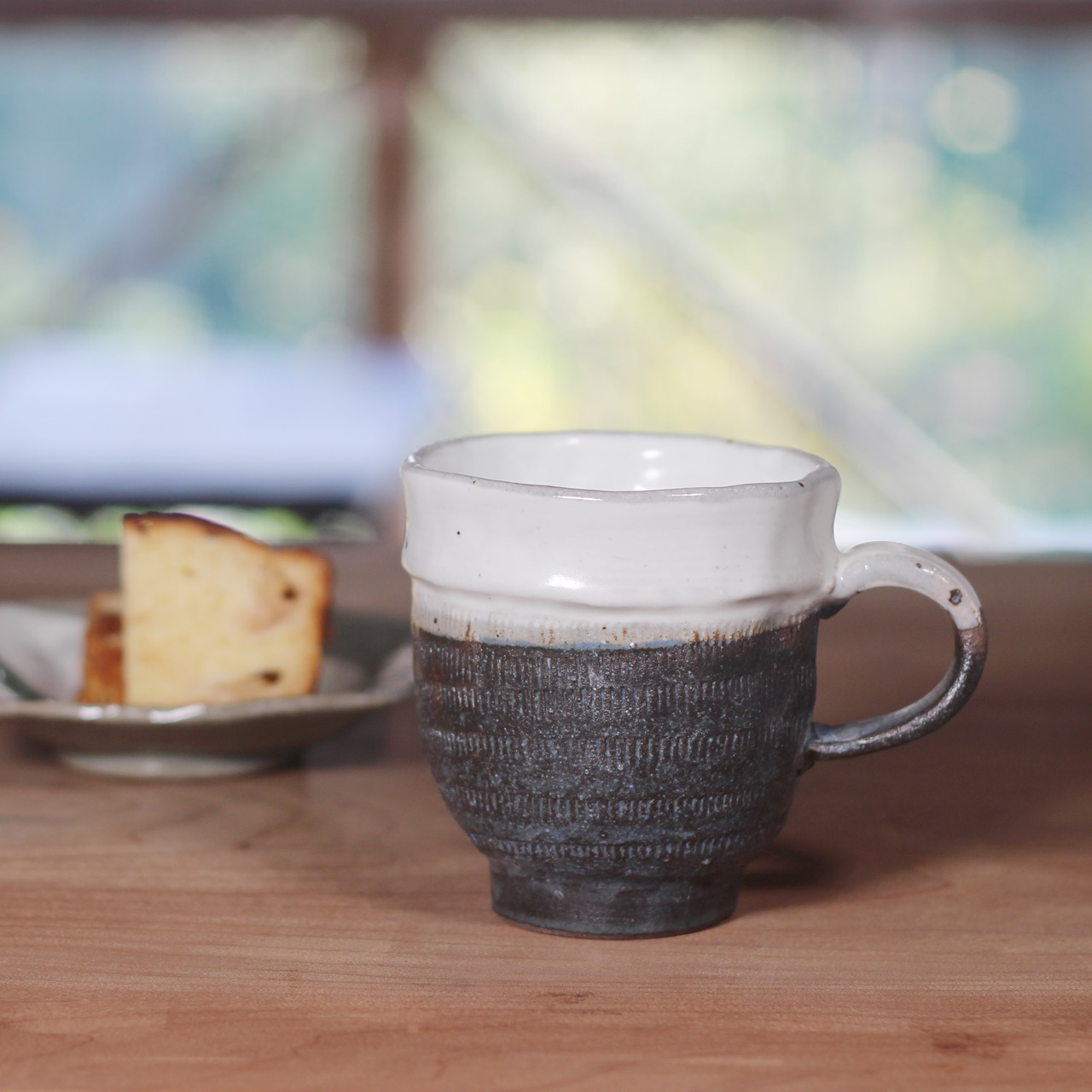 粉引き 黒釉マグカップ M55 和食器 陶芸 美濃焼 粉引き 父に日 母の日 フリーカップ ゴブレット 結婚祝い 素敵 Iichi ハンドメイド クラフト作品 手仕事品の通販