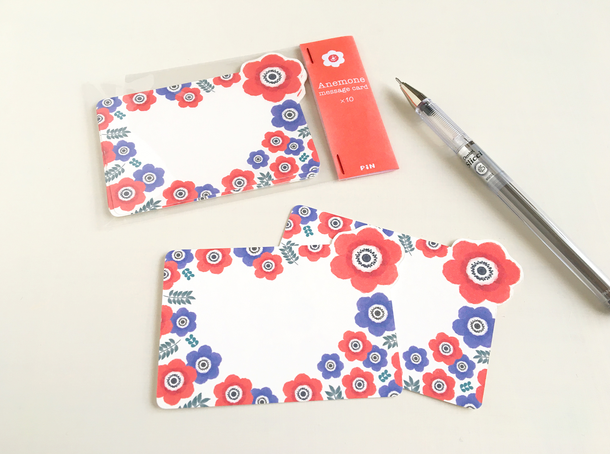 メッセージカード 10枚入り アネモネ お花のカード ハート型 春 Iichi ハンドメイド クラフト作品 手仕事品の通販