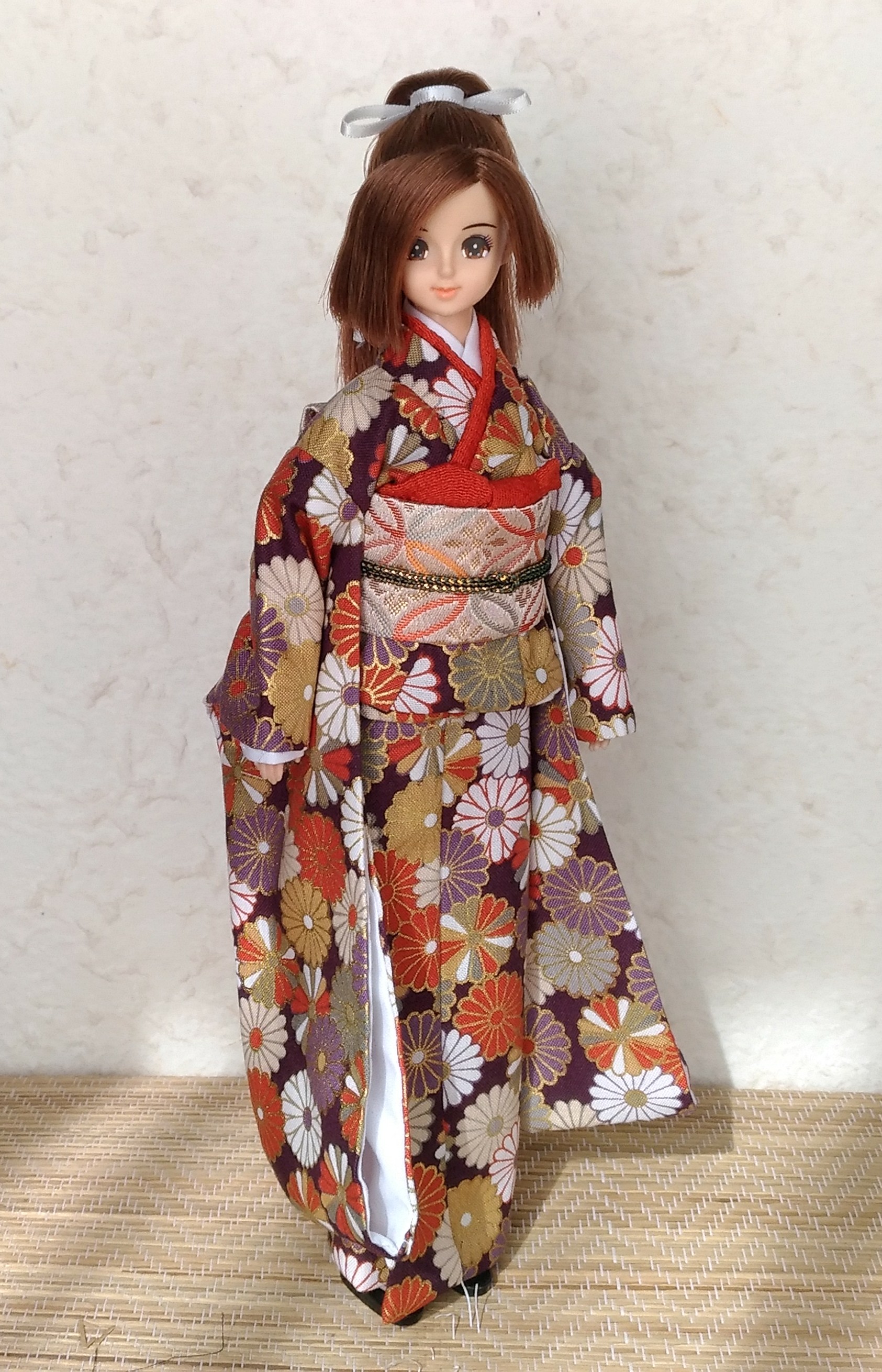 菊花文様 紫 27cmドール着物 Iichi ハンドメイド クラフト作品 手仕事品の通販