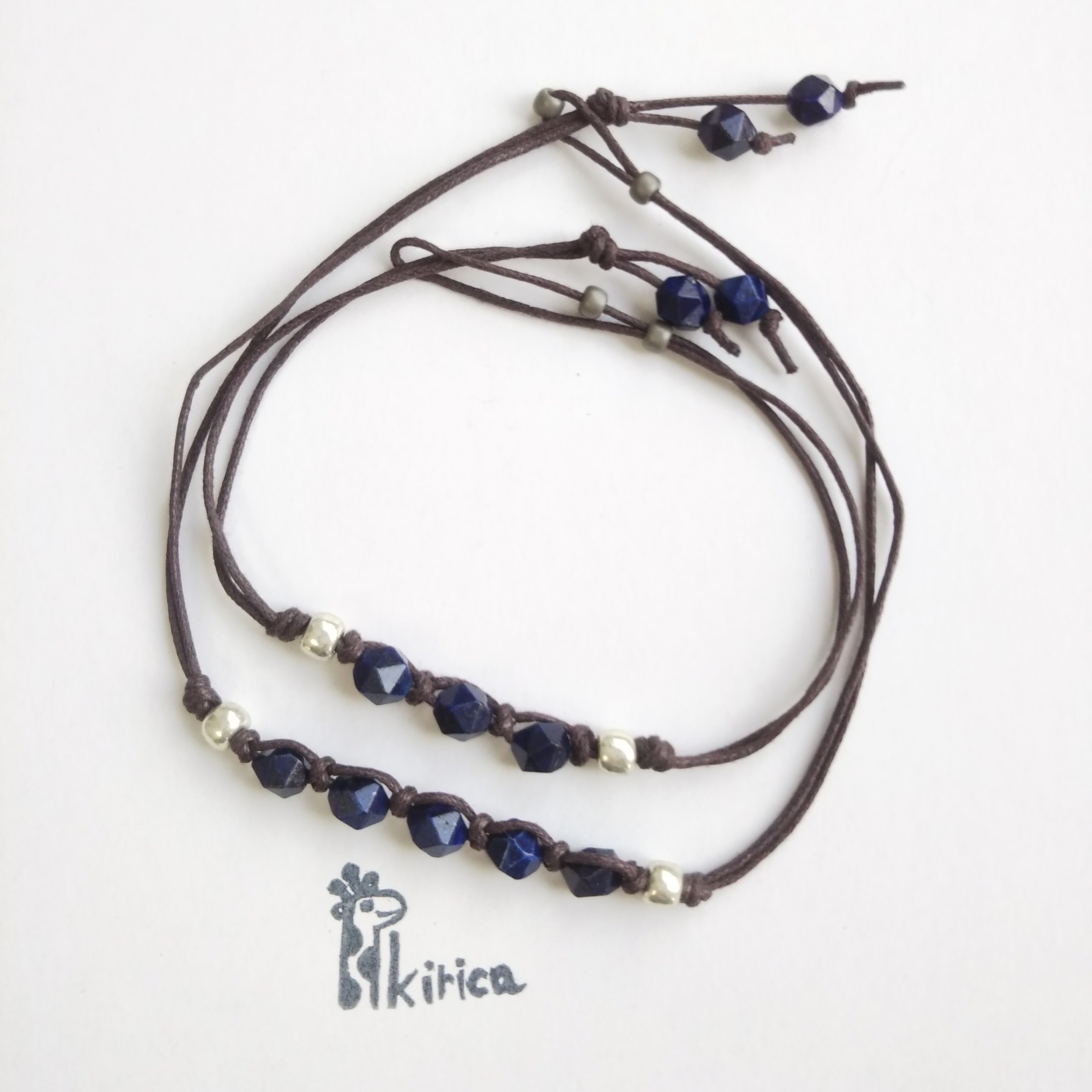 スターカットラピスのアンクレットペア 847 Iichi ハンドメイド クラフト作品 手仕事品の通販