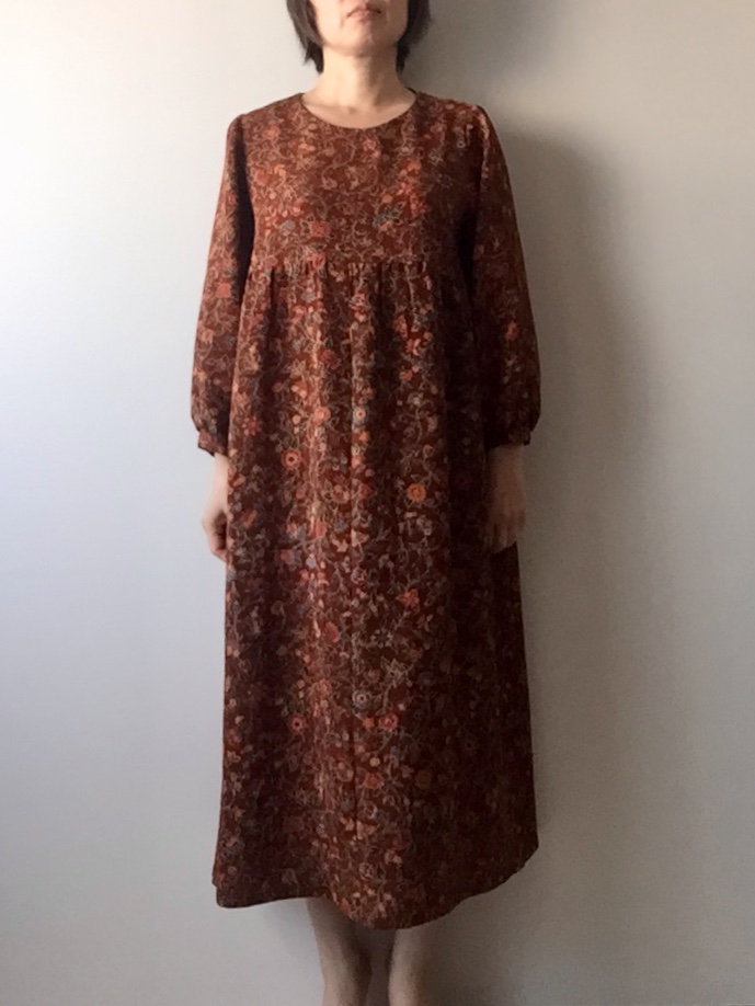 着物リメイクワンピース レンガ色の更紗 Iichi ハンドメイド クラフト作品 手仕事品の通販