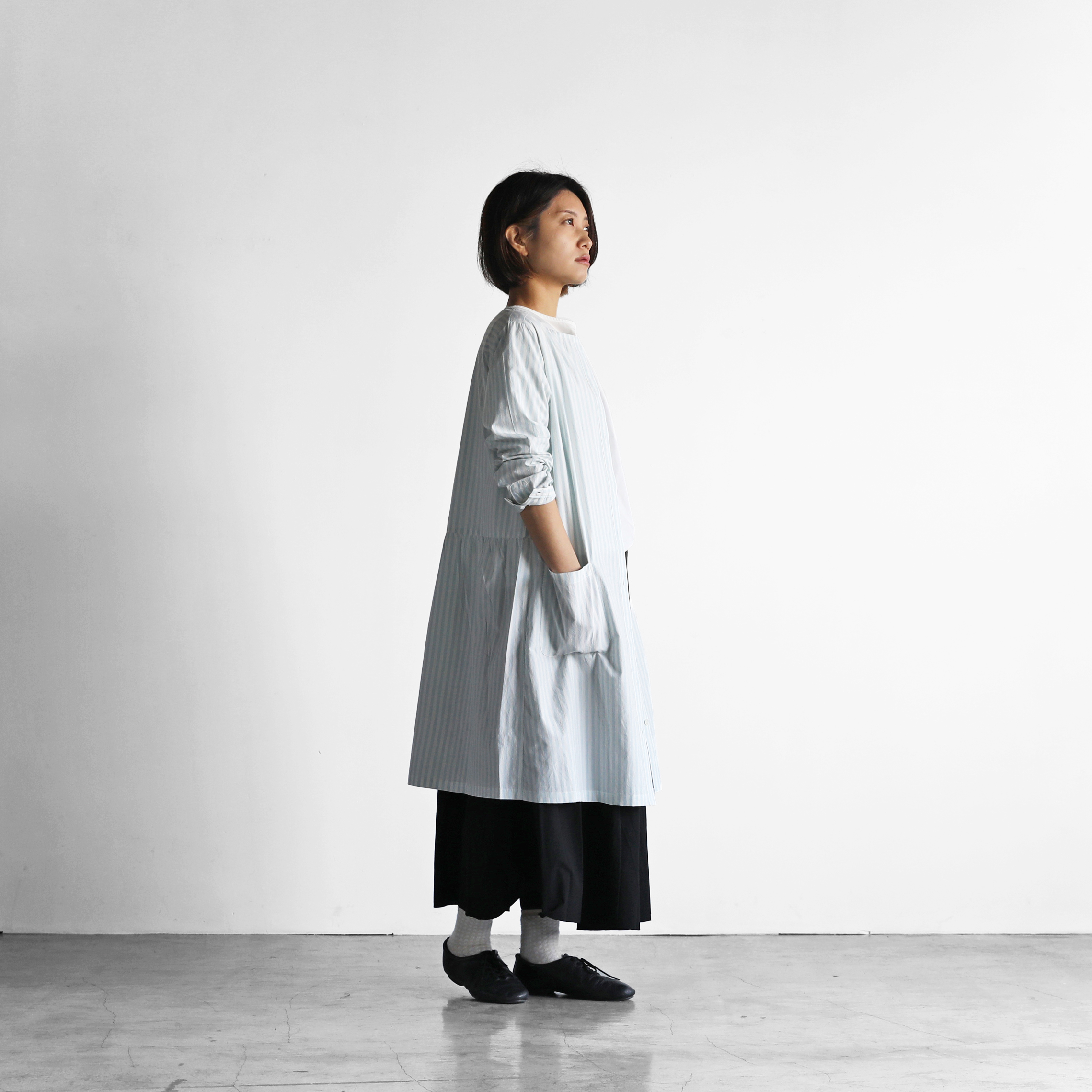 オーガニックコットンワンピース アンティークサックス レディス U3 Iichi ハンドメイド クラフト作品 手仕事品の通販