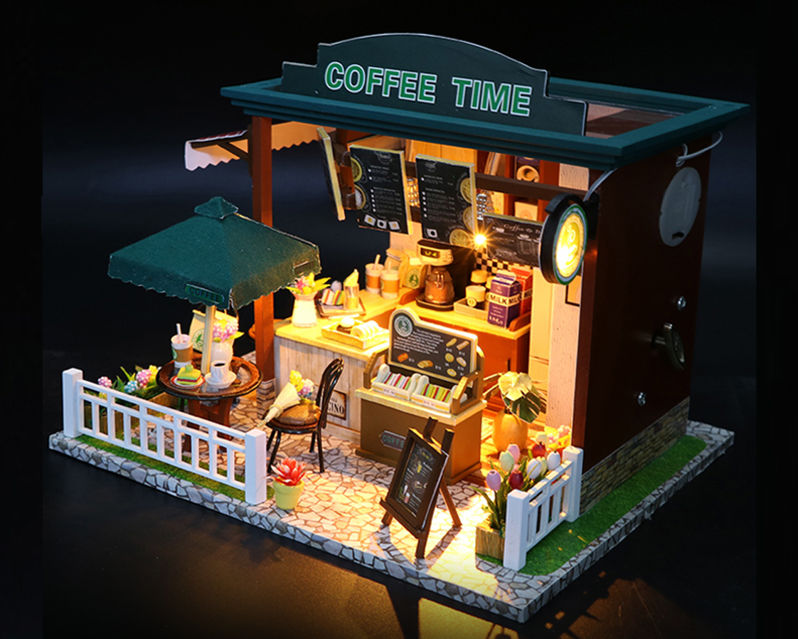 返品交換不可 ドールハウス 手作りキットセット 喫茶店 ミニ家具工芸品キット ミニチュアコレクション