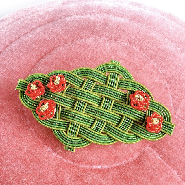 椿 水引 バレッタ 和風 髪飾り 山茶花 大正浪漫 レトロ Iichi ハンドメイド クラフト作品 手仕事品の通販