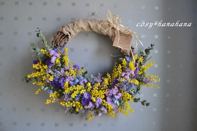 ミモザとスターチスのナチュラルwreath | iichi ハンドメイド