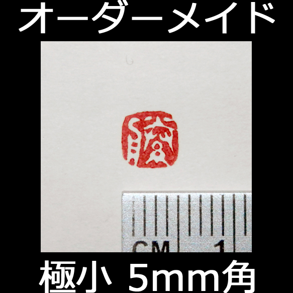 篆刻オーダーメイド 絵手紙などに 篆刻一文字落款印 極小５mm角 篆書体 白文印 最安 石のはんこ 手彫り Iichi ハンドメイド クラフト作品 手仕事品の通販