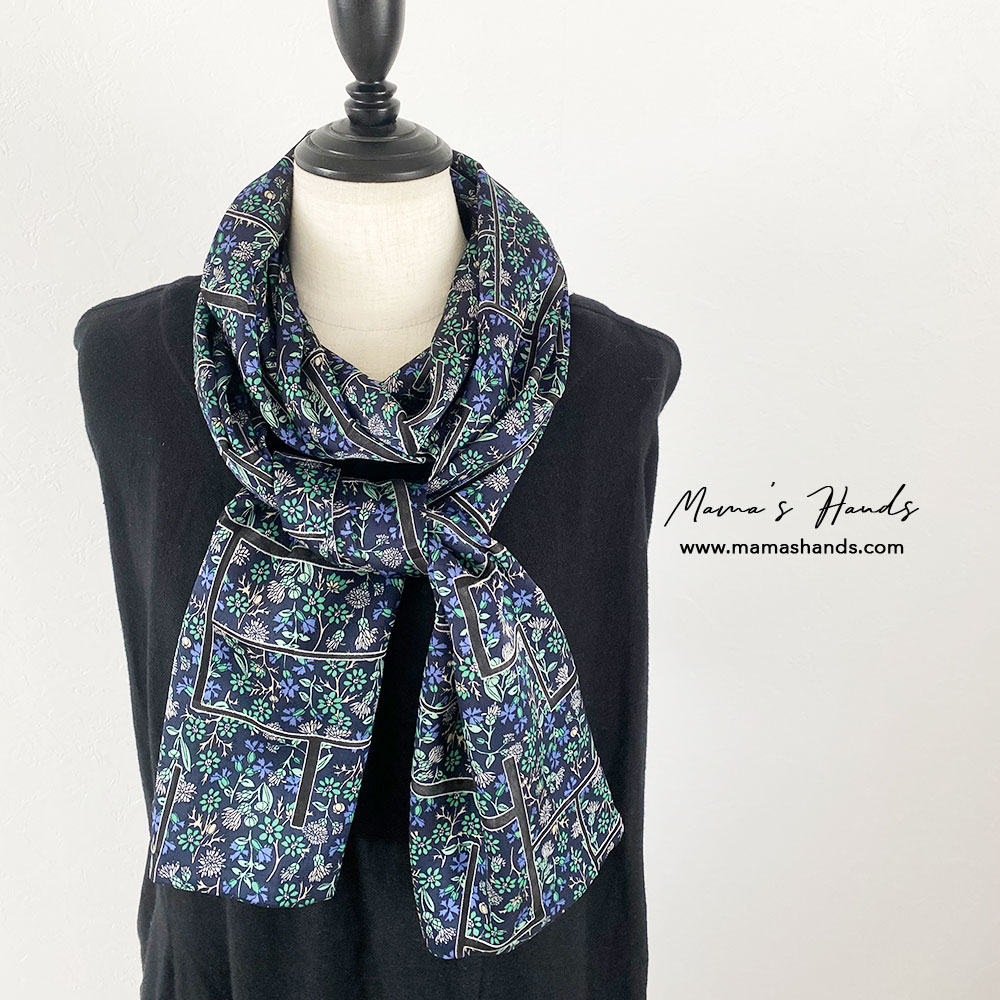 リバティ シック 花柄 黒系 ストール Iichi ハンドメイド クラフト作品 手仕事品の通販