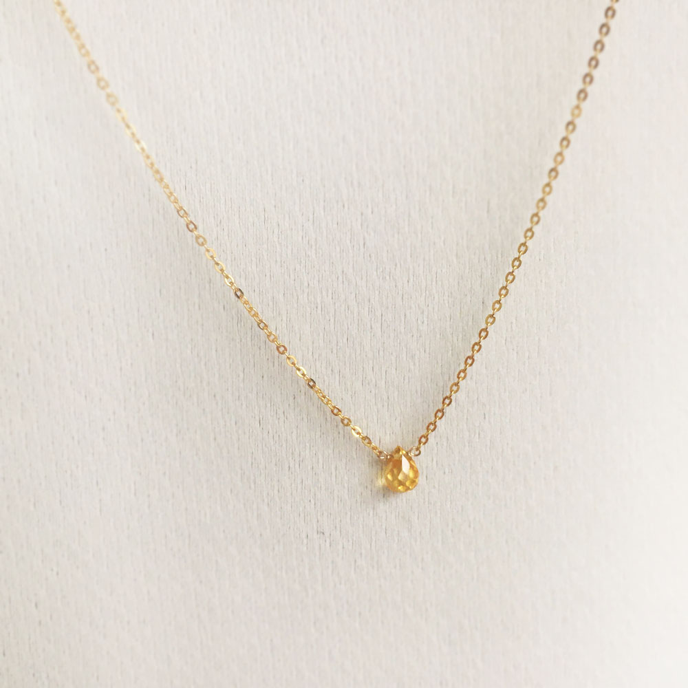 9月の誕生石サファイア 宝石質ドロップ 小ぶりブリオレットカット ネックレス Iichi ハンドメイド クラフト作品 手仕事品の通販