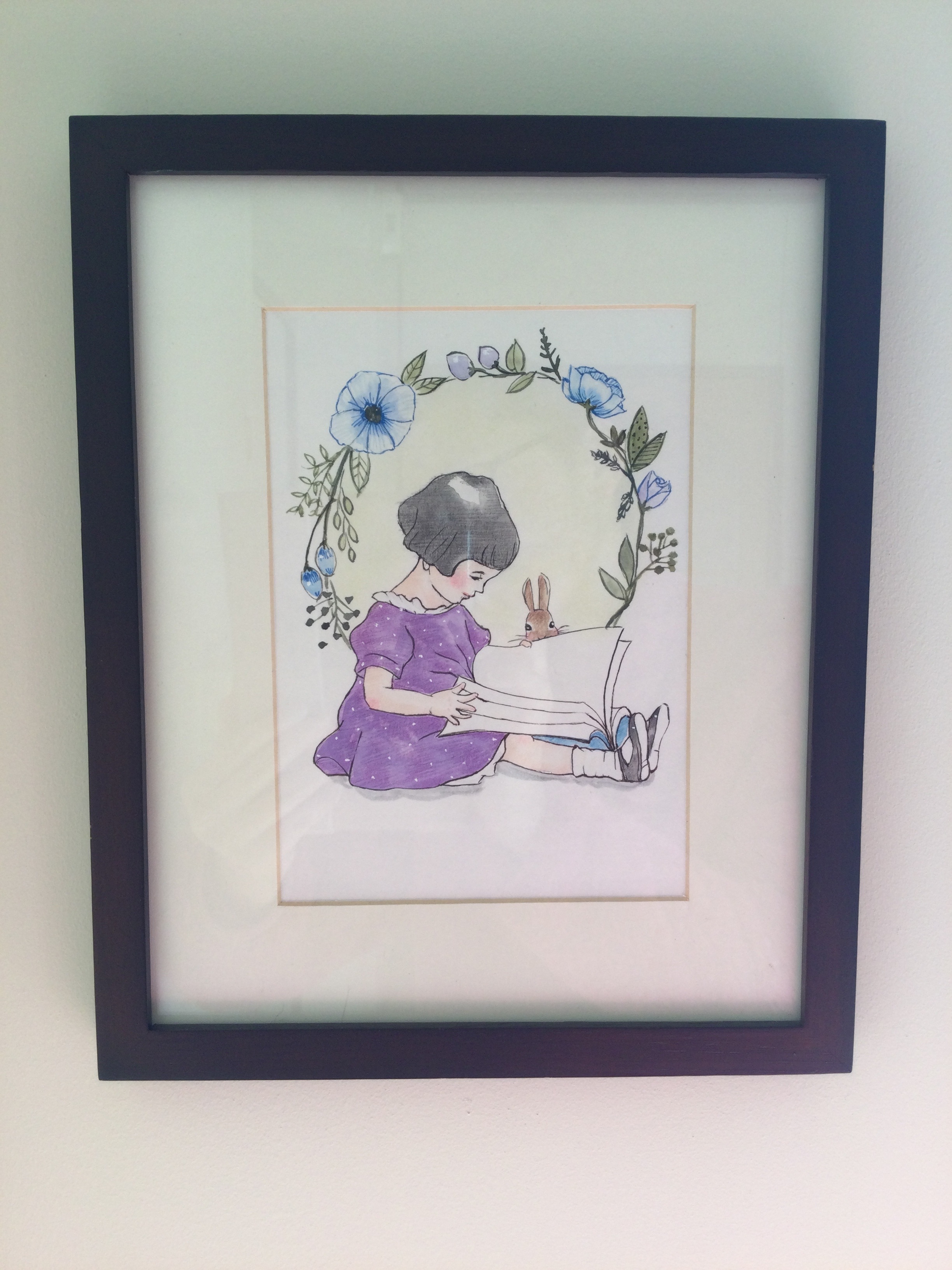 読書大好き 原画 水彩画 パステル うさぎと女の子 入学式 プレゼント Iichi ハンドメイド クラフト作品 手仕事品の通販