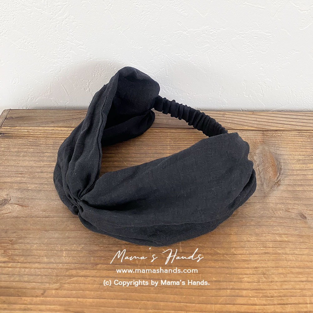 おしゃれ リネン 黒 ブラック ナチュラル ターバン ヘアバンド Iichi ハンドメイド クラフト作品 手仕事品の通販