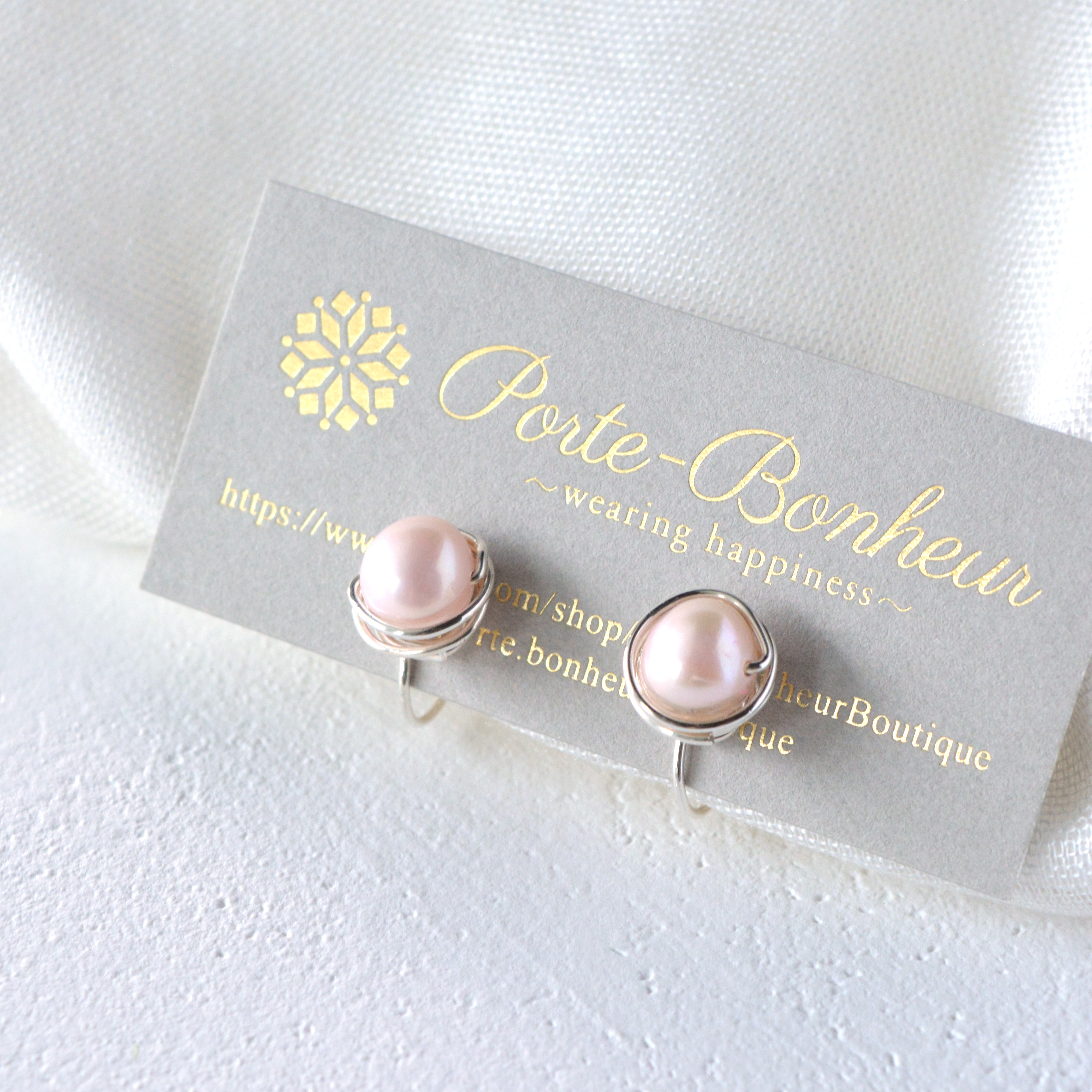 シルバー925とピンク淡水パールイヤリング シンプルノンホールピアス 一粒淡水パール大人イヤリング フォーマルイヤリング Iichi ハンドメイド クラフト作品 手仕事品の通販