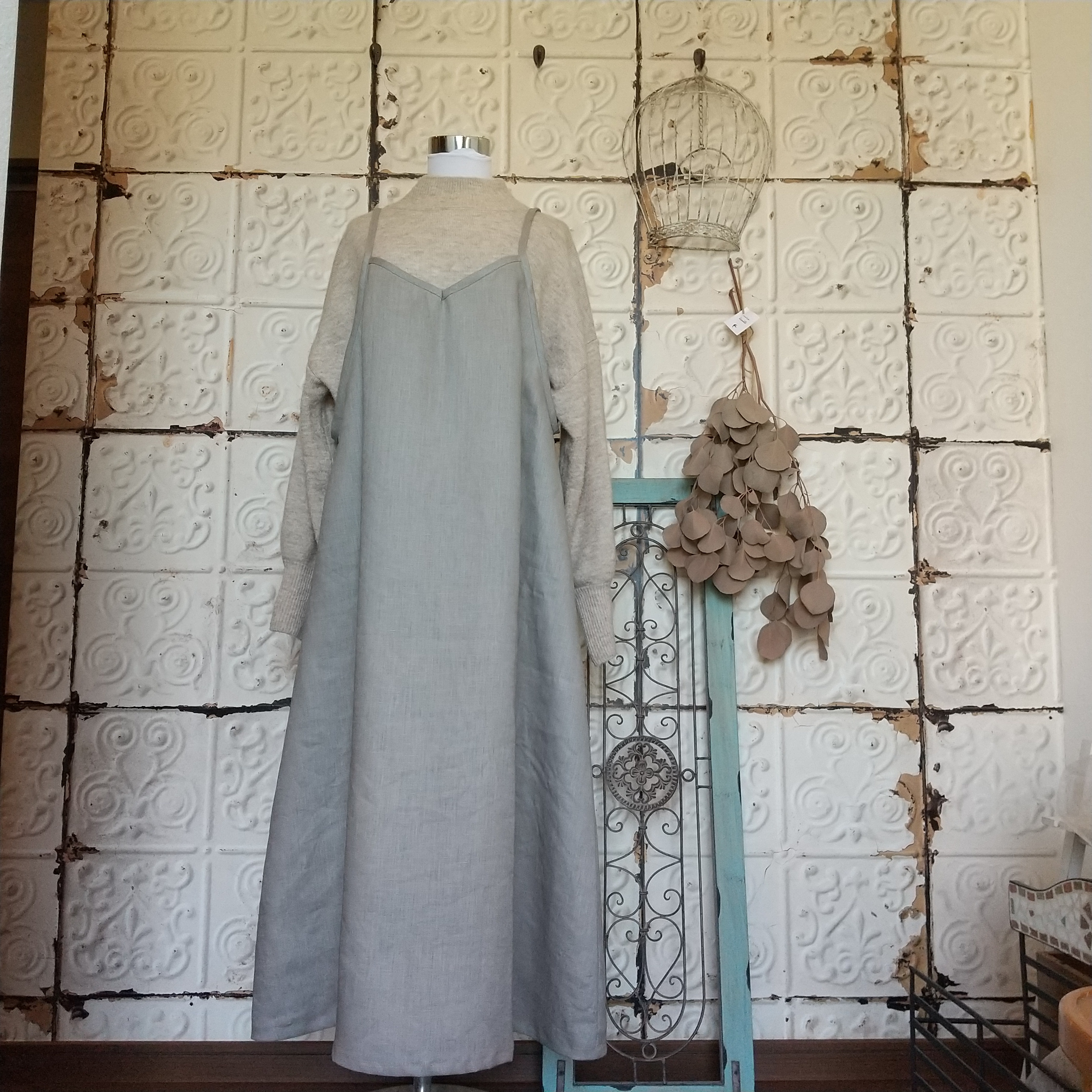 ライトグレーリネン キャミワンピ Iichi ハンドメイド クラフト作品 手仕事品の通販