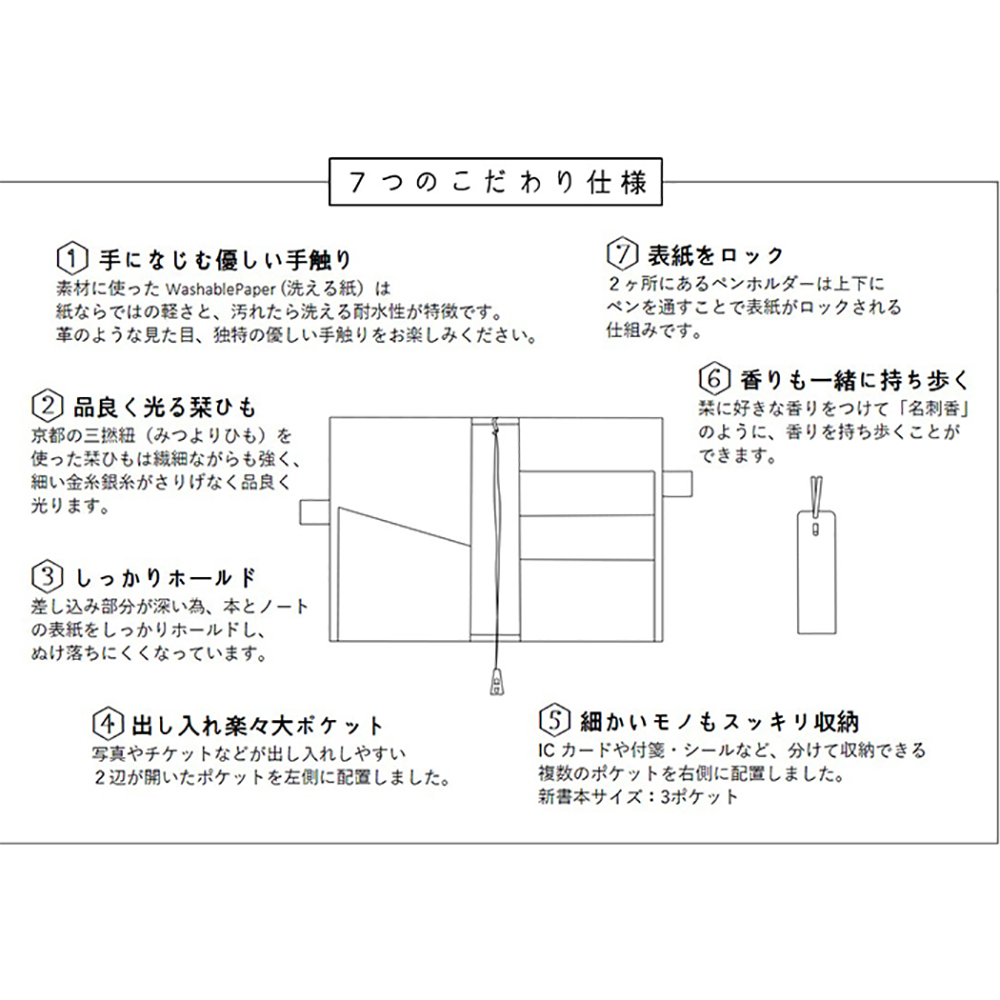 本 と ノート 手帳 を収納できるペンホルダー付ブックカバー 装丁紙 単行本 四六判 B6用 キャメル Iichi ハンドメイド クラフト作品 手仕事品の通販