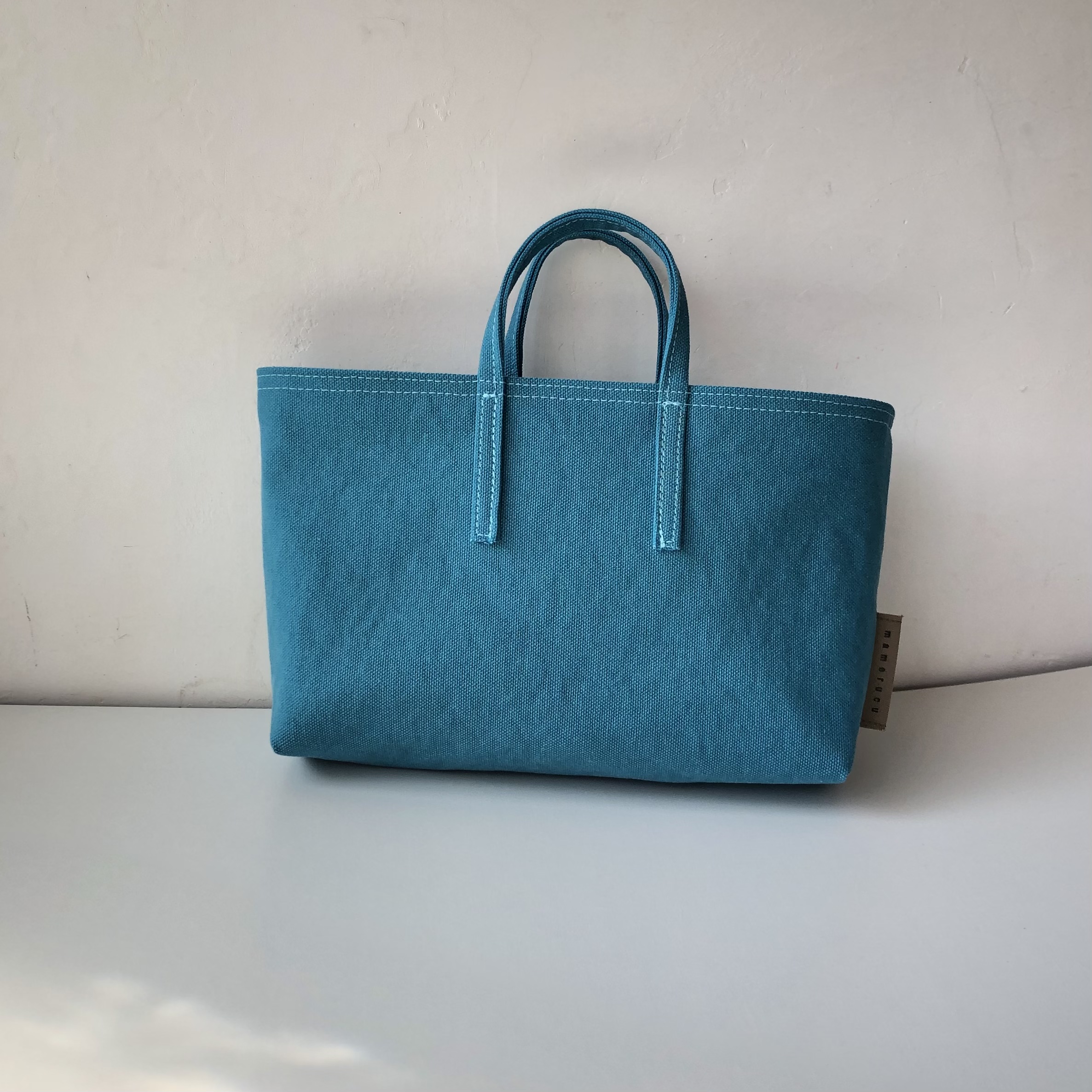 Miniバッグ 横タイプ ターコイズブルー ベージュ Iichi ハンドメイド クラフト作品 手仕事品の通販