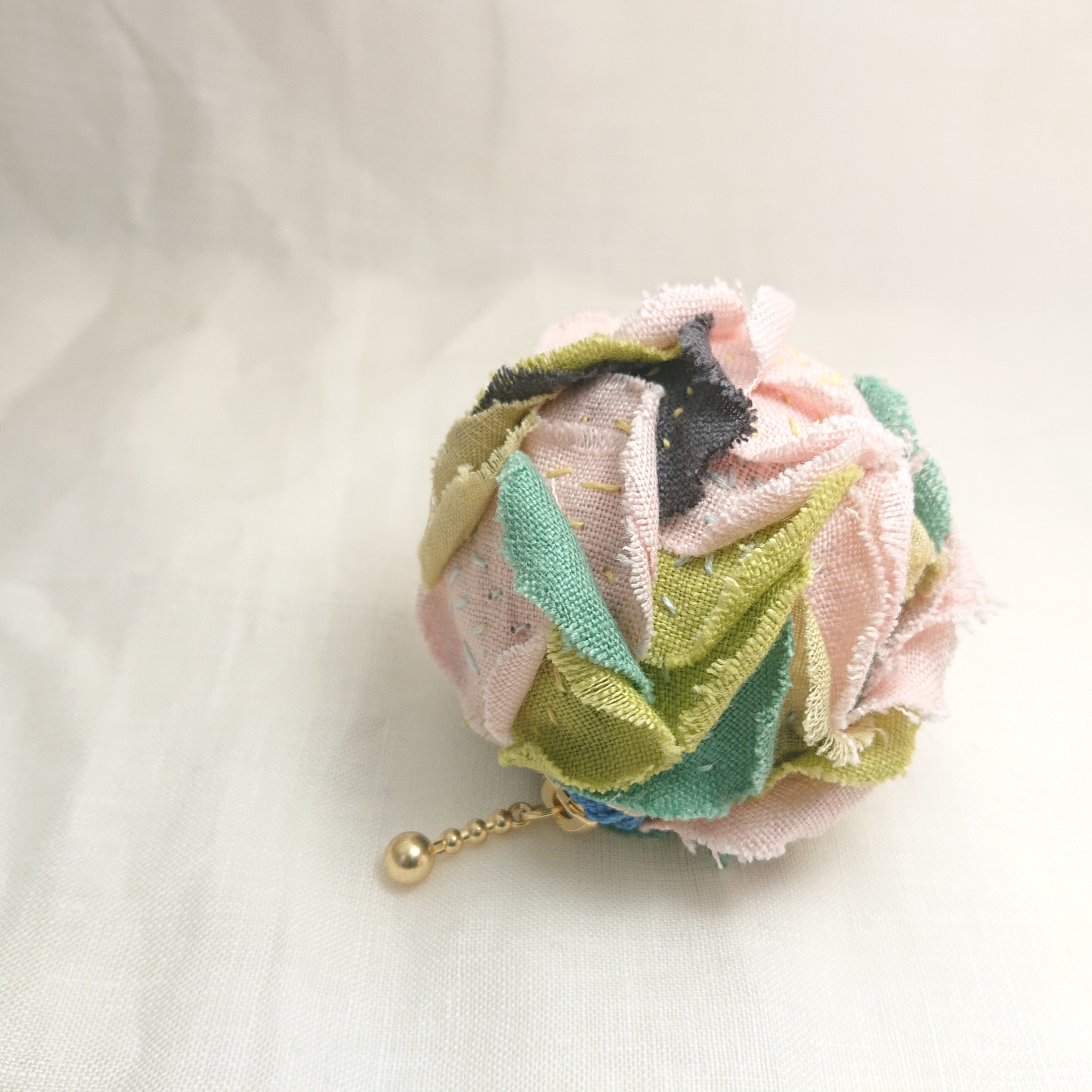 春色 もしゃもしゃ コインケース ミニ ポーチ 刺し子 リネン 花 小物 No 44 Iichi ハンドメイド クラフト作品 手仕事品の通販