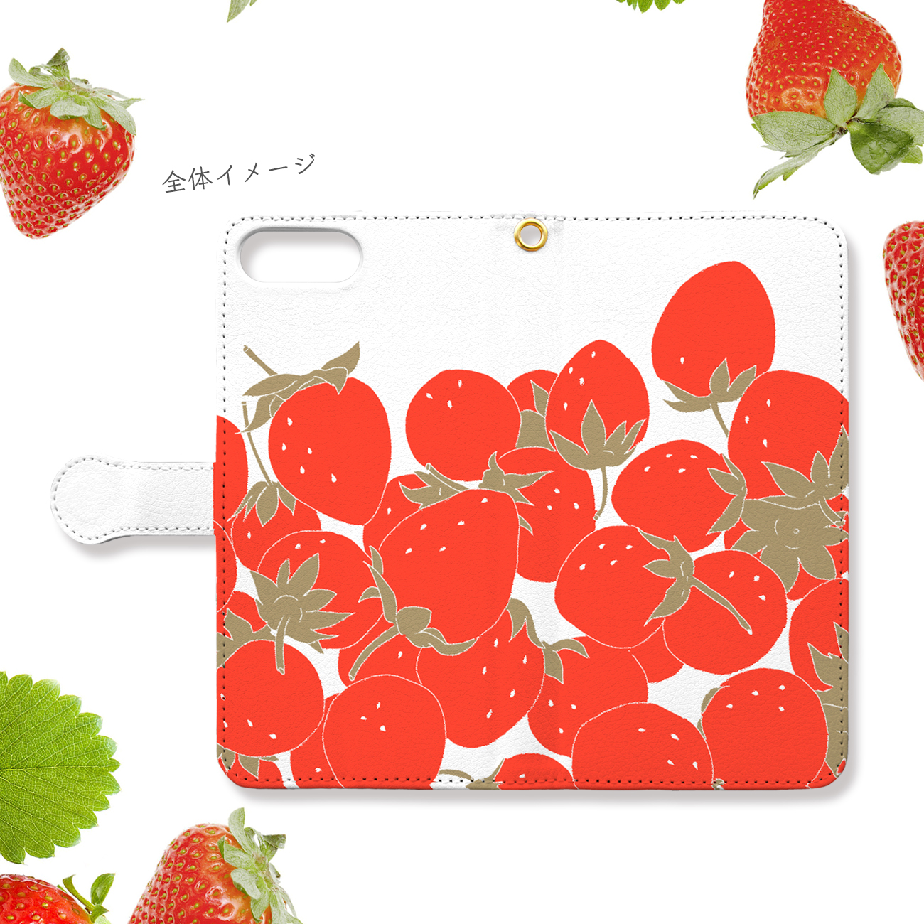 あふれるいちごの手帳型スマホケース Iichi ハンドメイド クラフト作品 手仕事品の通販