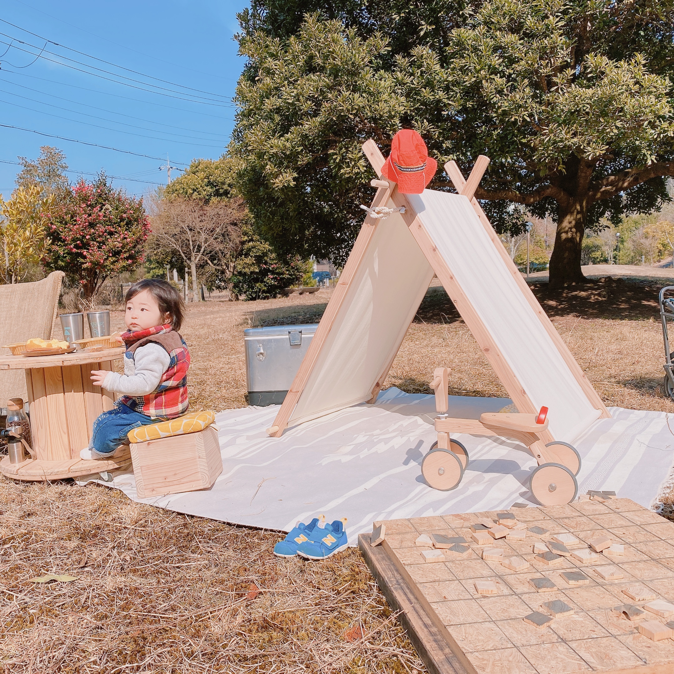 ﾊﾝｶﾞｰﾗｯｸ に変身 キッズ テント ハンガーラック キャンプ 折りたたみ 子ども 子供 入園 収納 ラック 木製 無垢 Iichi ハンドメイド クラフト作品 手仕事品の通販