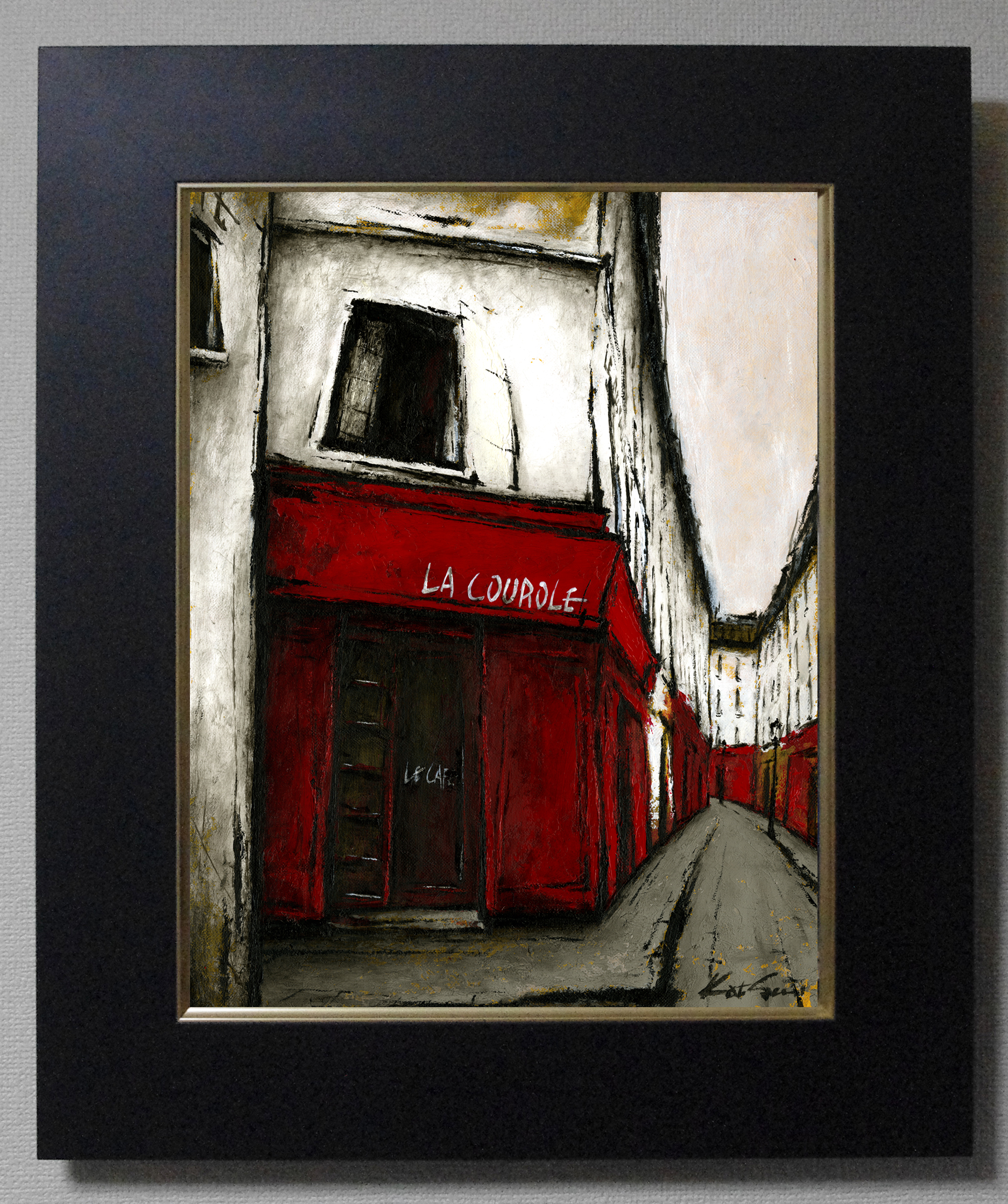 風景画 パリ 油絵 街角の赤いカフェ Iichi ハンドメイド クラフト作品 手仕事品の通販