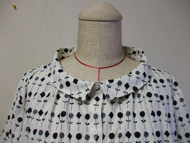 送料無料 小さいショールカラーのチュニック丈ワンピース 着丈９０ｃｍ L Llサイズ オフホワイト 受注生産 Iichi ハンドメイド クラフト作品 手仕事品の通販