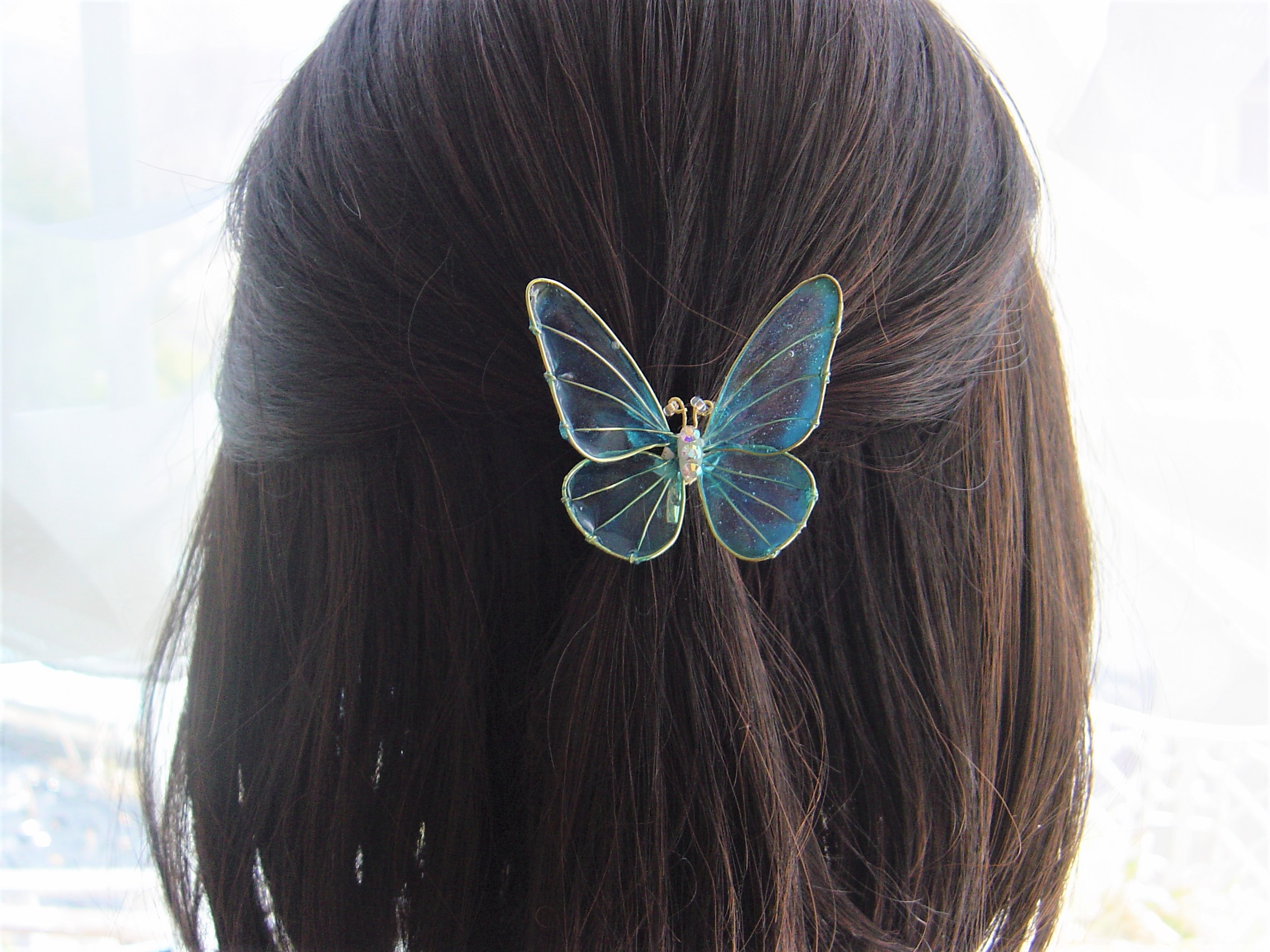 モルフォ蝶とアジサイ ヘアフック Iichi ハンドメイド クラフト作品 手仕事品の通販