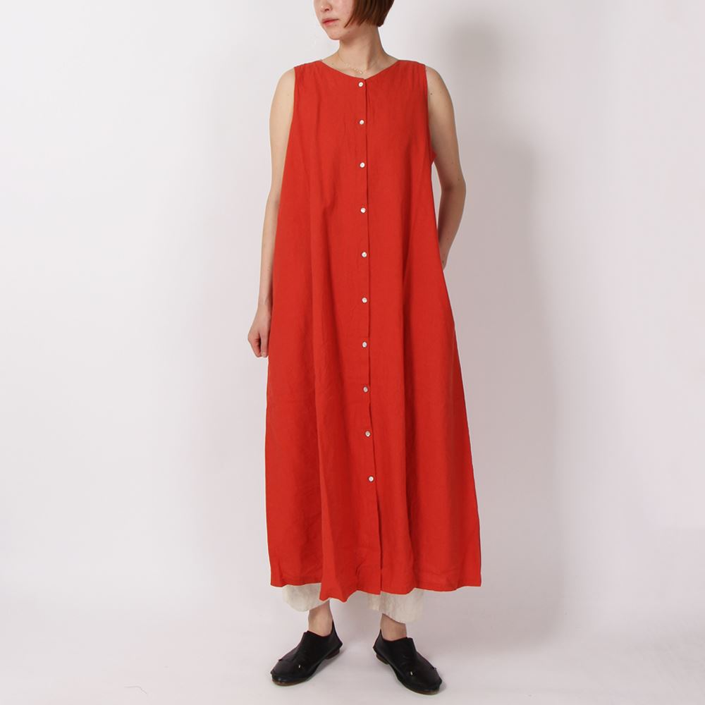 リネンコットンノースリーブワンピース オレンジ Iichi ハンドメイド クラフト作品 手仕事品の通販