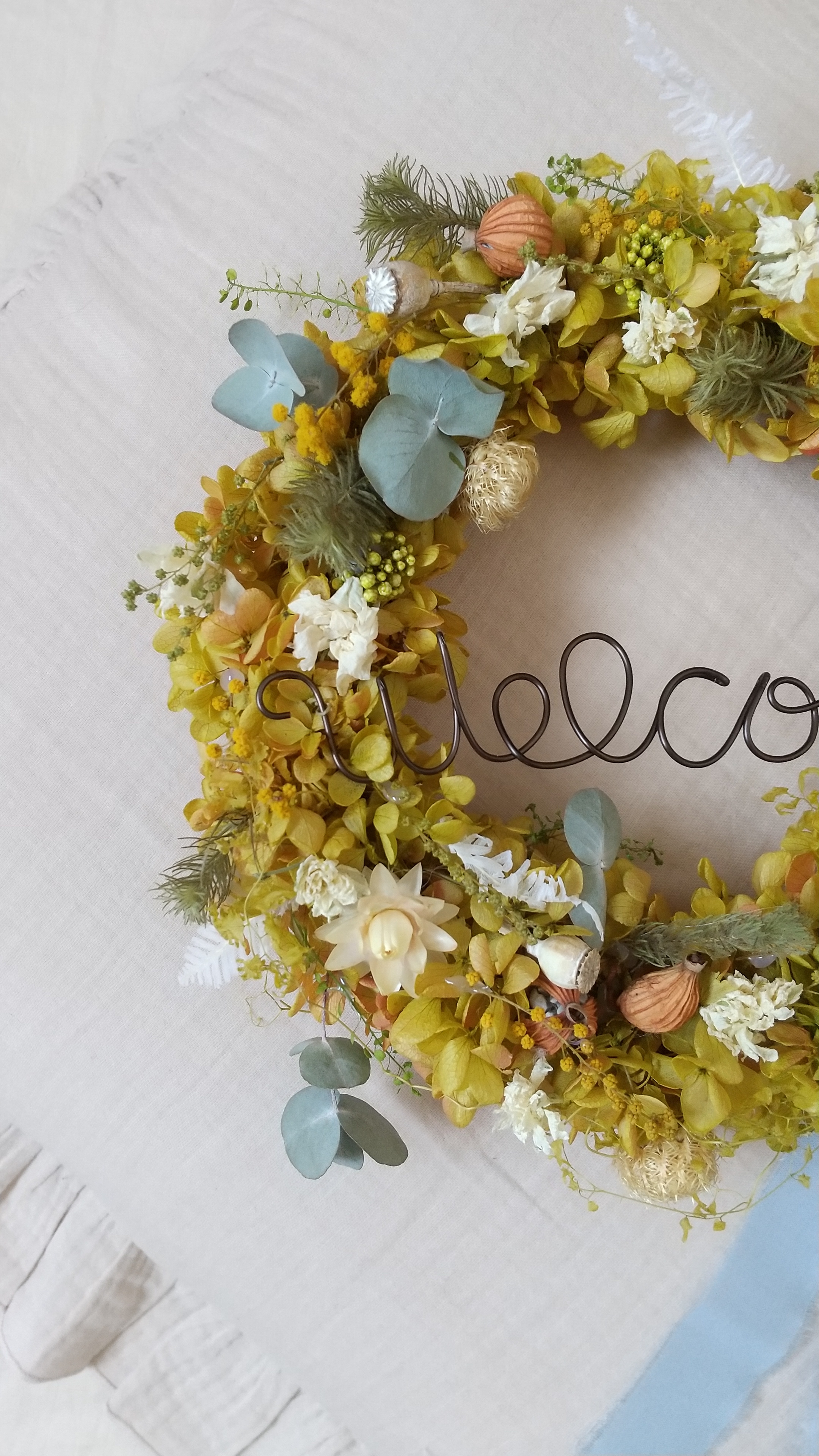 グリーンロゼカラーのwelcome Wreath グリーンドルチェ リース プリザーブドフラワードライフラワー Iichi ハンドメイド クラフト作品 手仕事品の通販