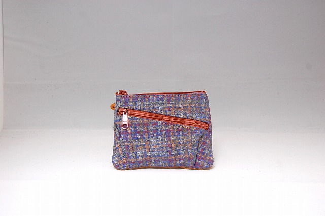 角財布 チェック柄豚革 キャメル牛革 一点物 Iichi ハンドメイド クラフト作品 手仕事品の通販