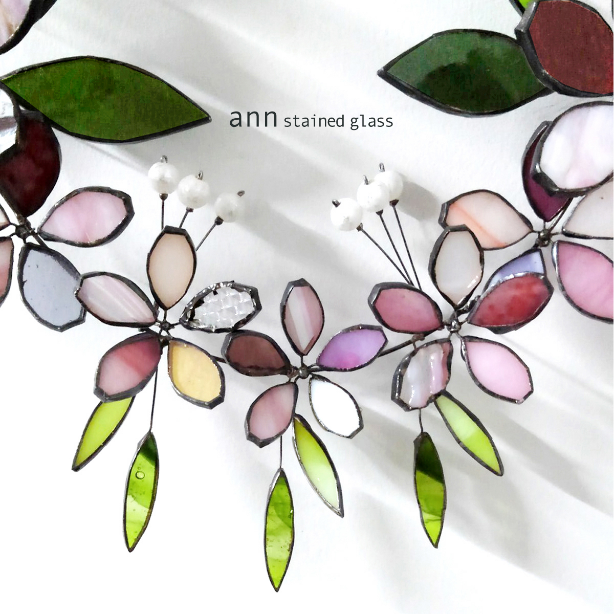 ステンドグラス 桜リースs Iichi ハンドメイド クラフト作品 手仕事品の通販