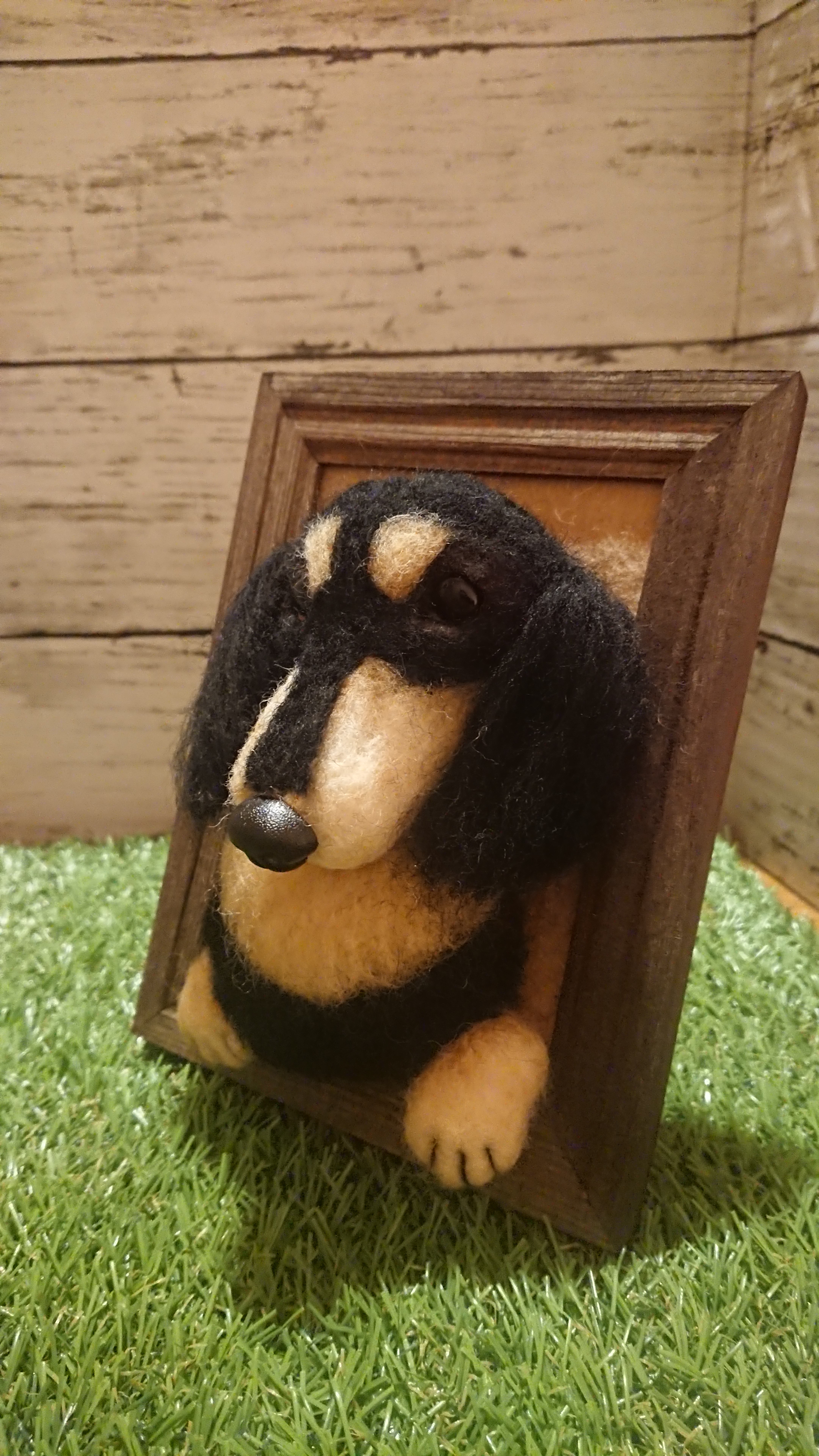 羊毛フェルト 犬 ダックスフント フレーム 愛犬 うちの子 ペット 