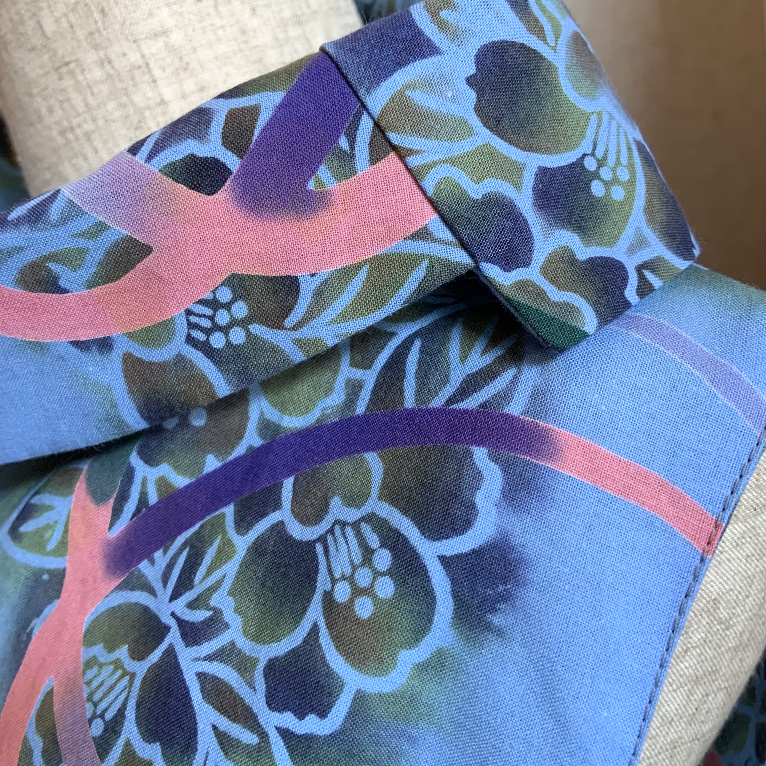 浴衣反物から作ったロールカラーaラインワンピース 紫陽花 Iichi ハンドメイド クラフト作品 手仕事品の通販