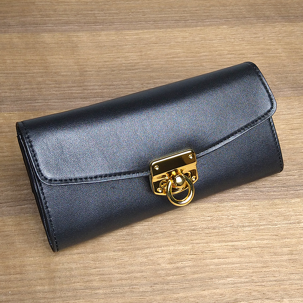 送無 一点物 革の長財布 容量たっぷり 使いやすいから人気の形 黒色 Iichi ハンドメイド クラフト作品 手仕事品の通販