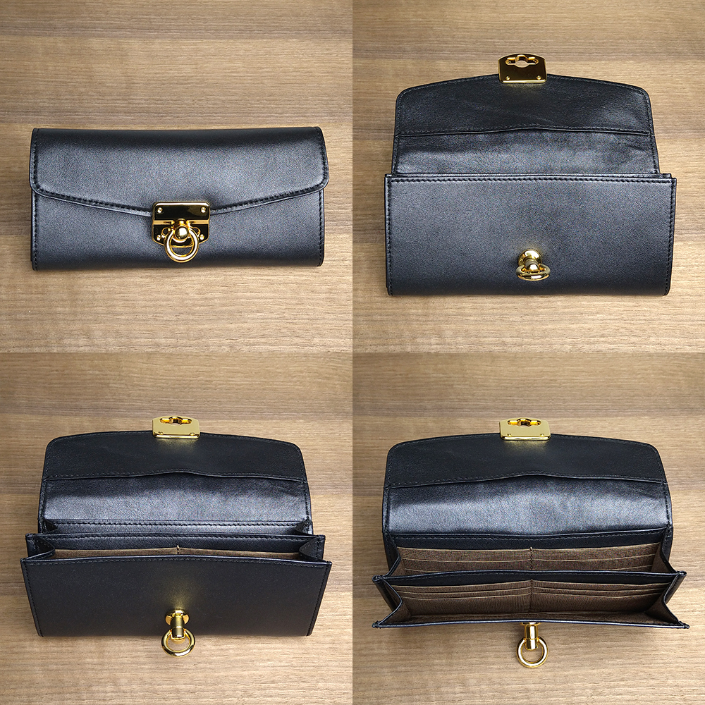 送無 一点物 革の長財布 容量たっぷり 使いやすいから人気の形 黒色 Iichi ハンドメイド クラフト作品 手仕事品の通販