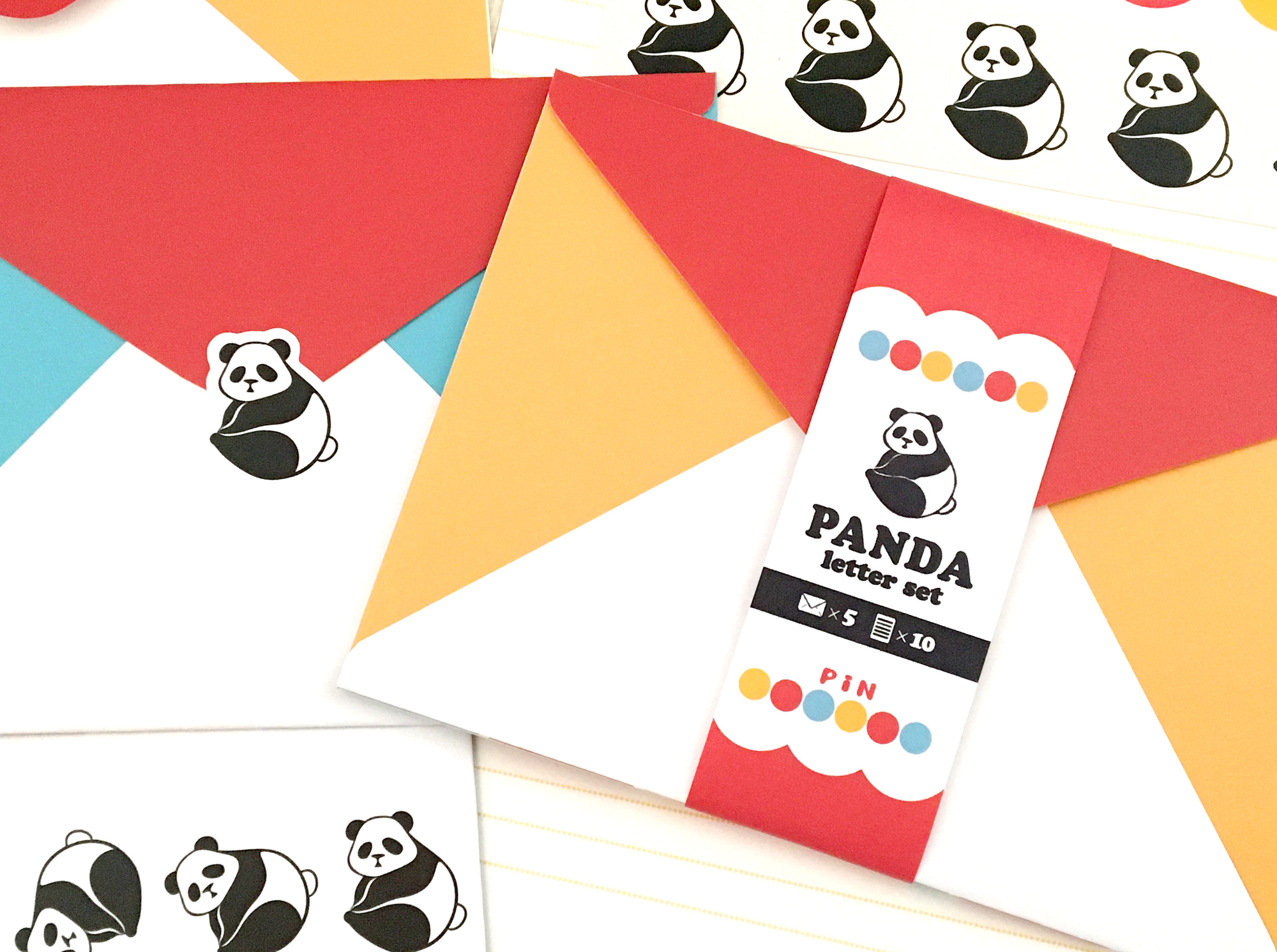 パンダのレターセット シール付き ポップでかわいい パンダのお手紙 動物 レトロ Iichi ハンドメイド クラフト作品 手仕事品の通販