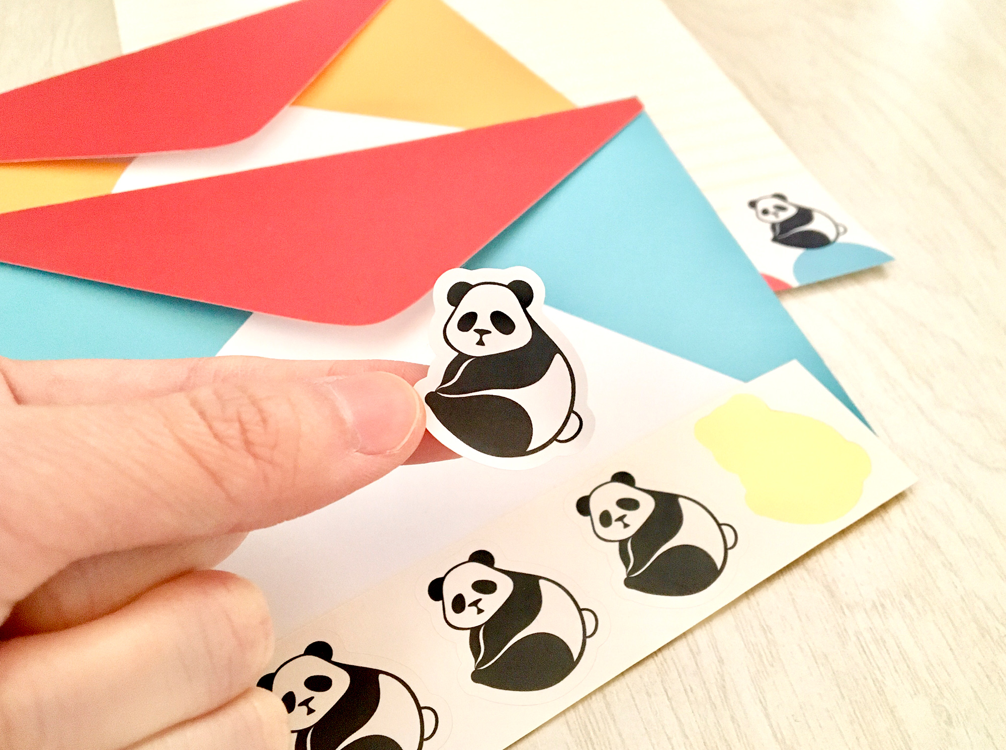 パンダのレターセット シール付き ポップでかわいい パンダのお手紙 動物 レトロ Iichi ハンドメイド クラフト作品 手仕事品の通販