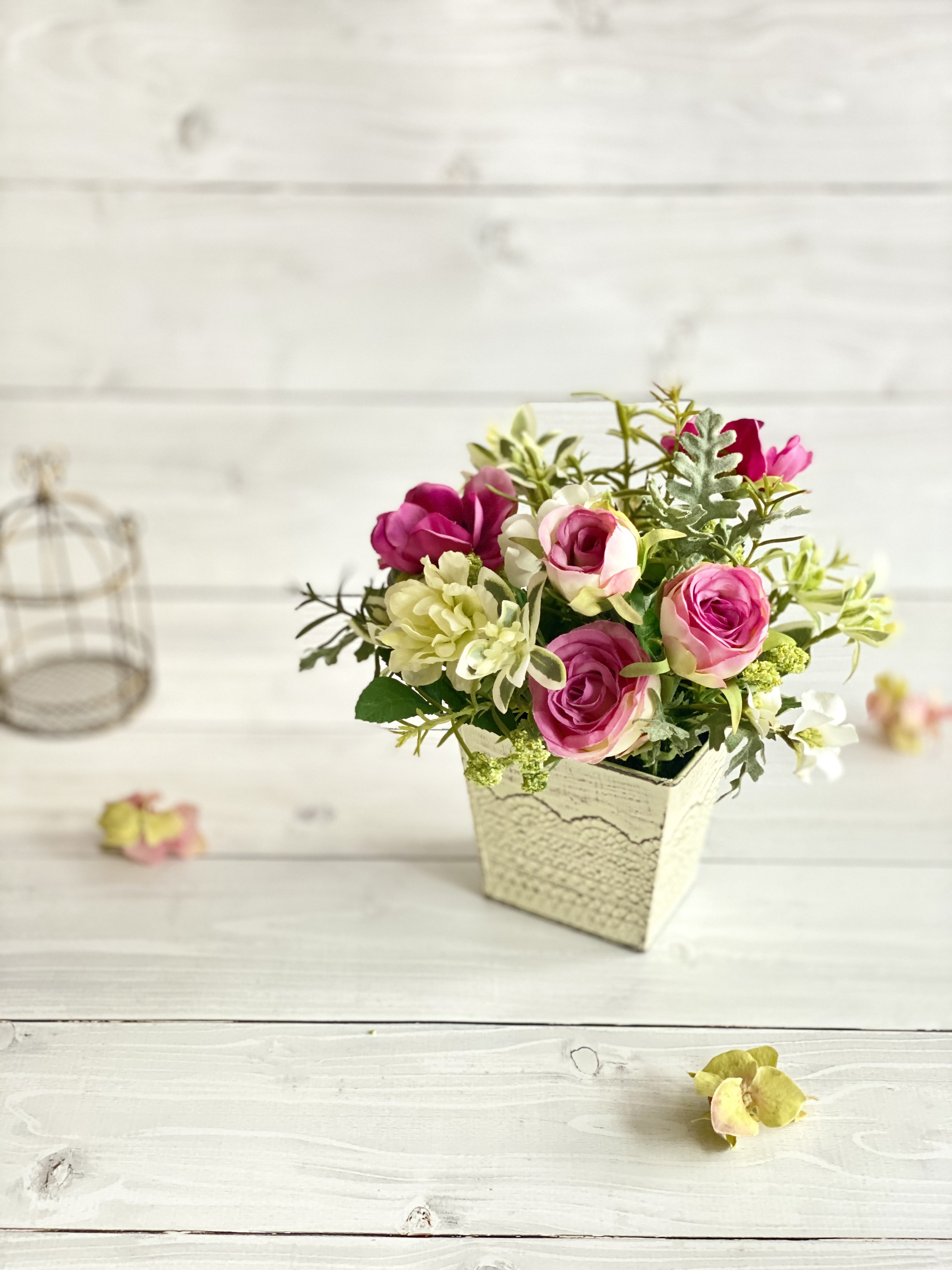 アネモネとバラの春のナチュラルアレンジ Iichi ハンドメイド クラフト作品 手仕事品の通販