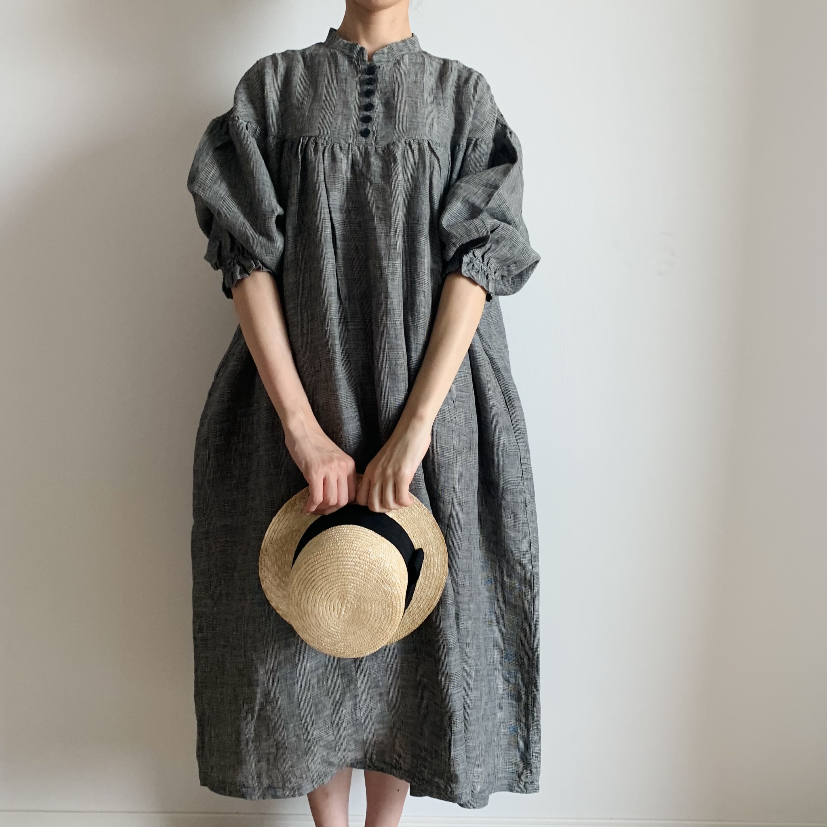 グレンチェックオーバーワンピース Iichi ハンドメイド クラフト作品 手仕事品の通販