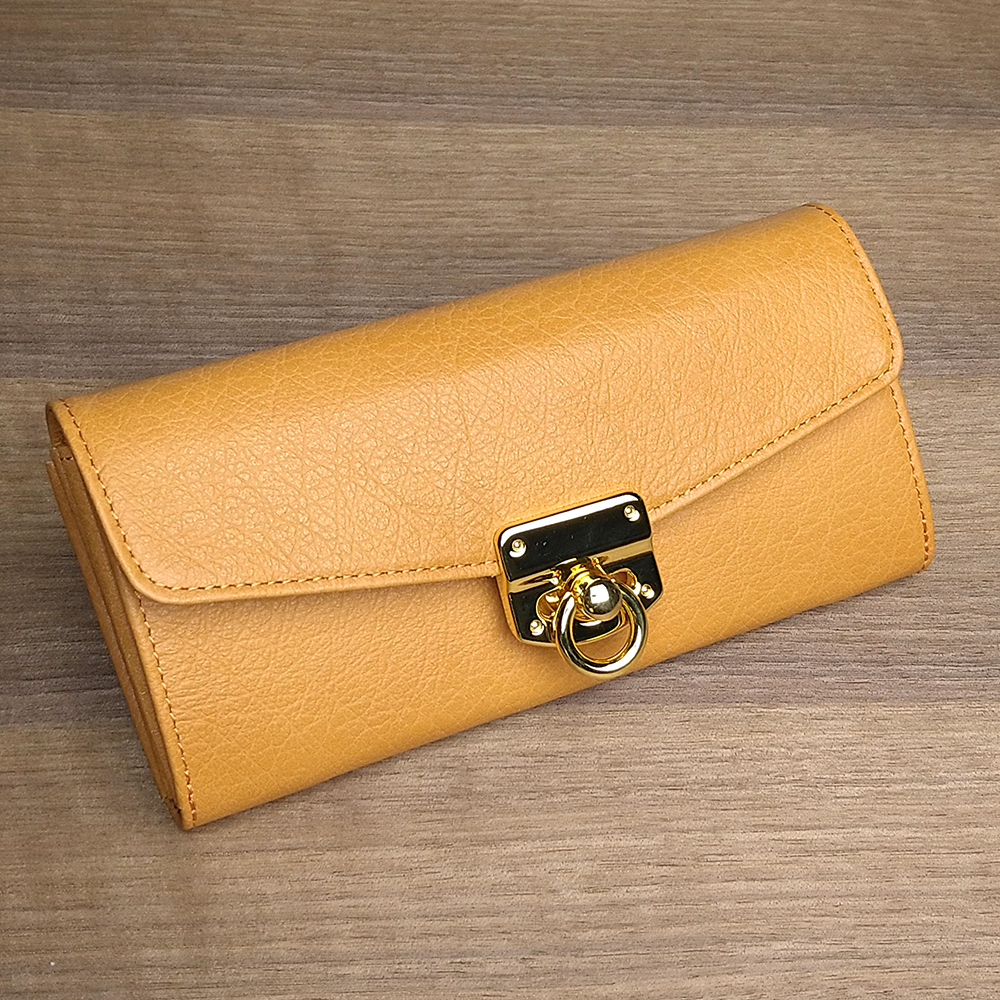 送無 一点物 革の長財布 容量たっぷり 使いやすいから人気の形 やまぶき色 Iichi ハンドメイド クラフト作品 手仕事品の通販