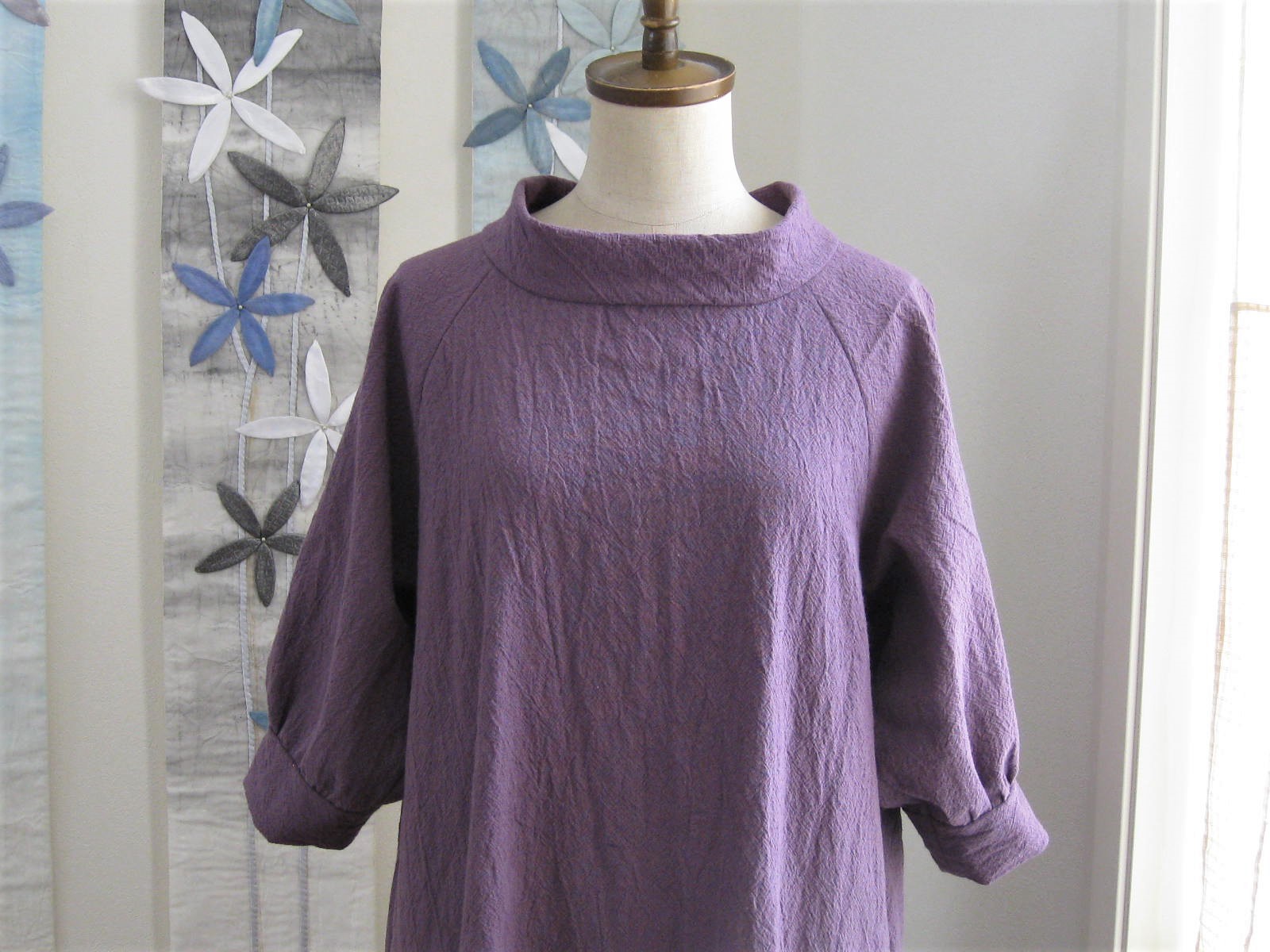 綿麻ラグランワンピース ラベンダー Iichi ハンドメイド クラフト作品 手仕事品の通販