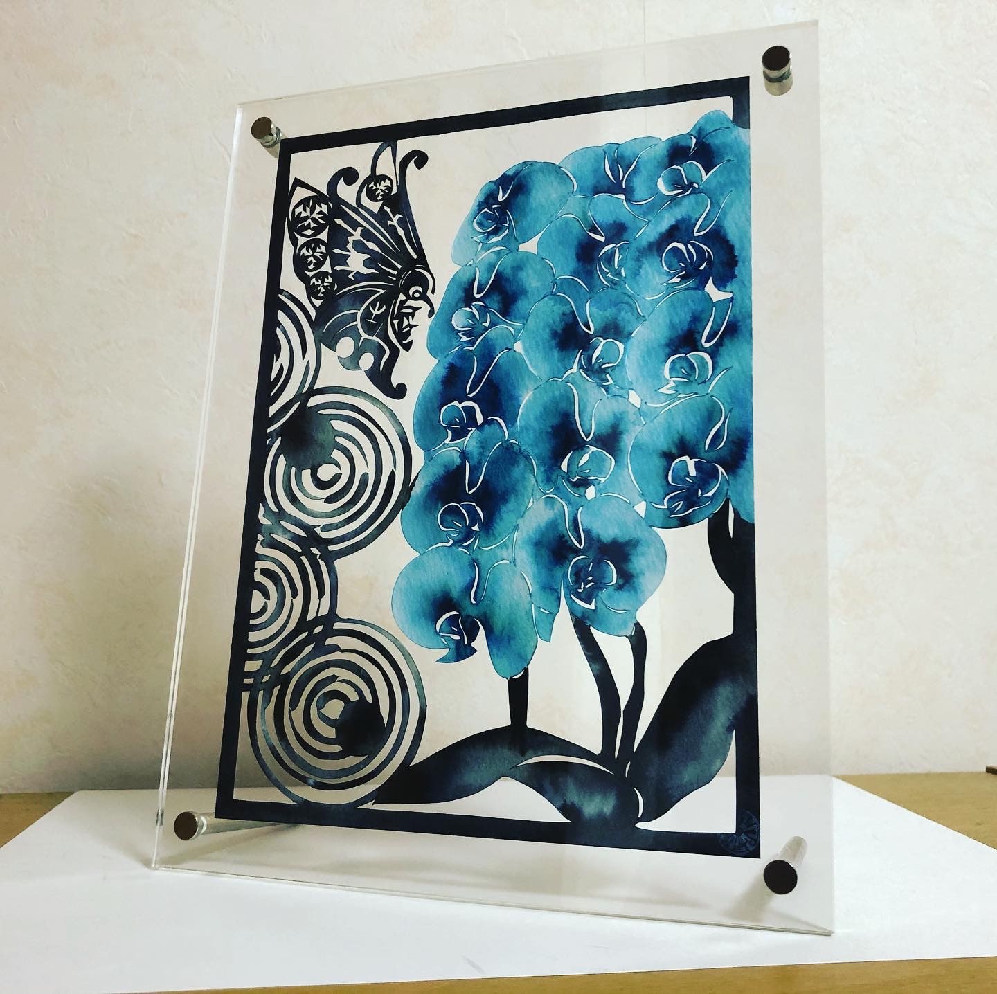 胡蝶蘭藍波紋蝶文様 Iichi ハンドメイド クラフト作品 手仕事品の通販