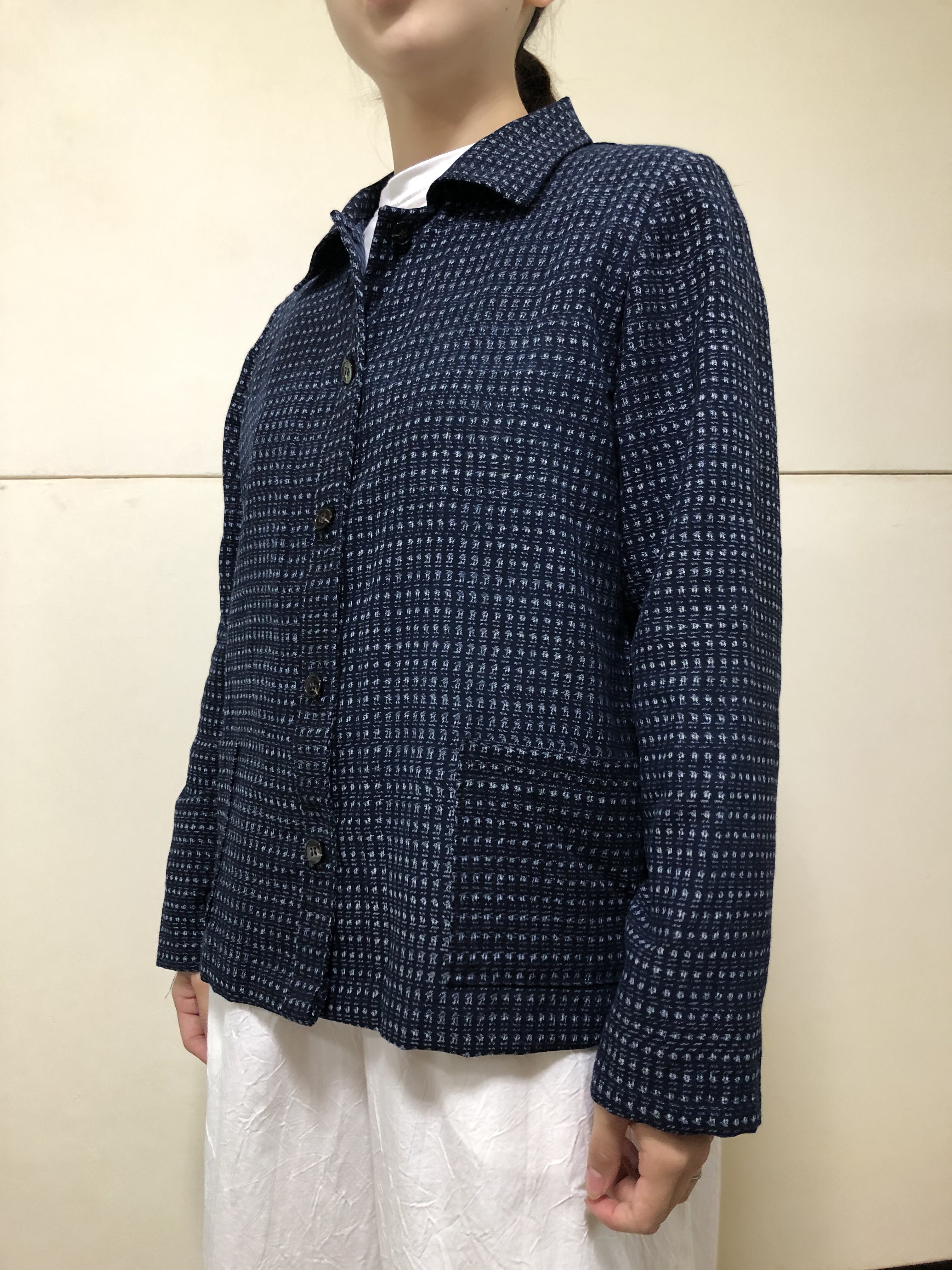 藍染絣着物リメイク シャツブラウス B Iichi ハンドメイド クラフト作品 手仕事品の通販