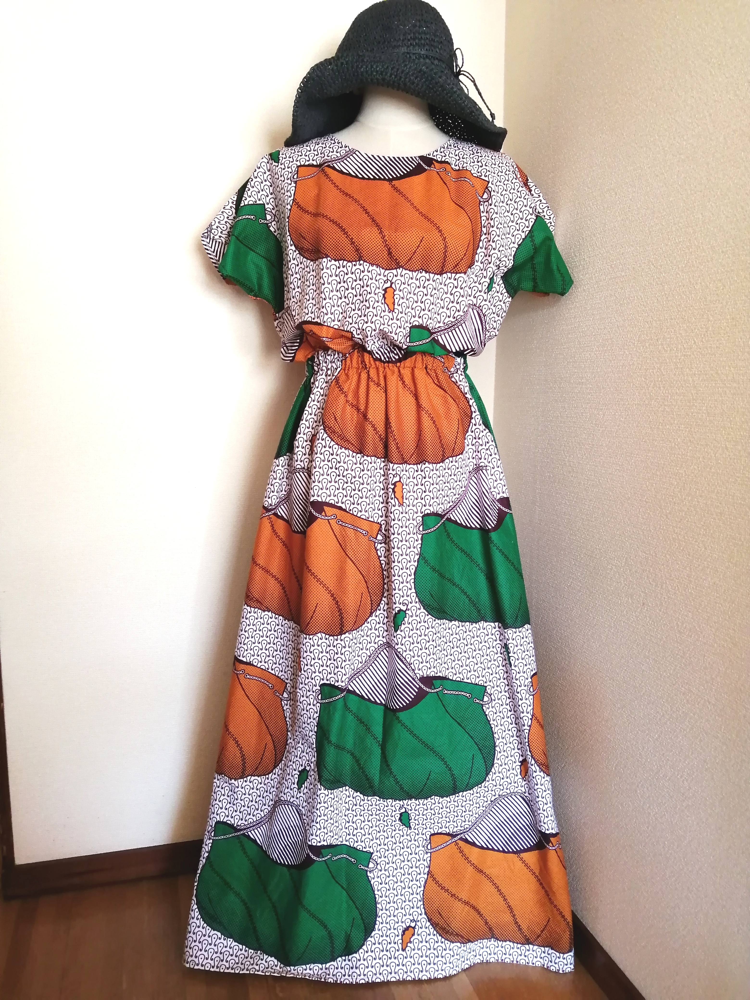 ブラウジング マキシワンピース アフリカ布 Iichi ハンドメイド クラフト作品 手仕事品の通販