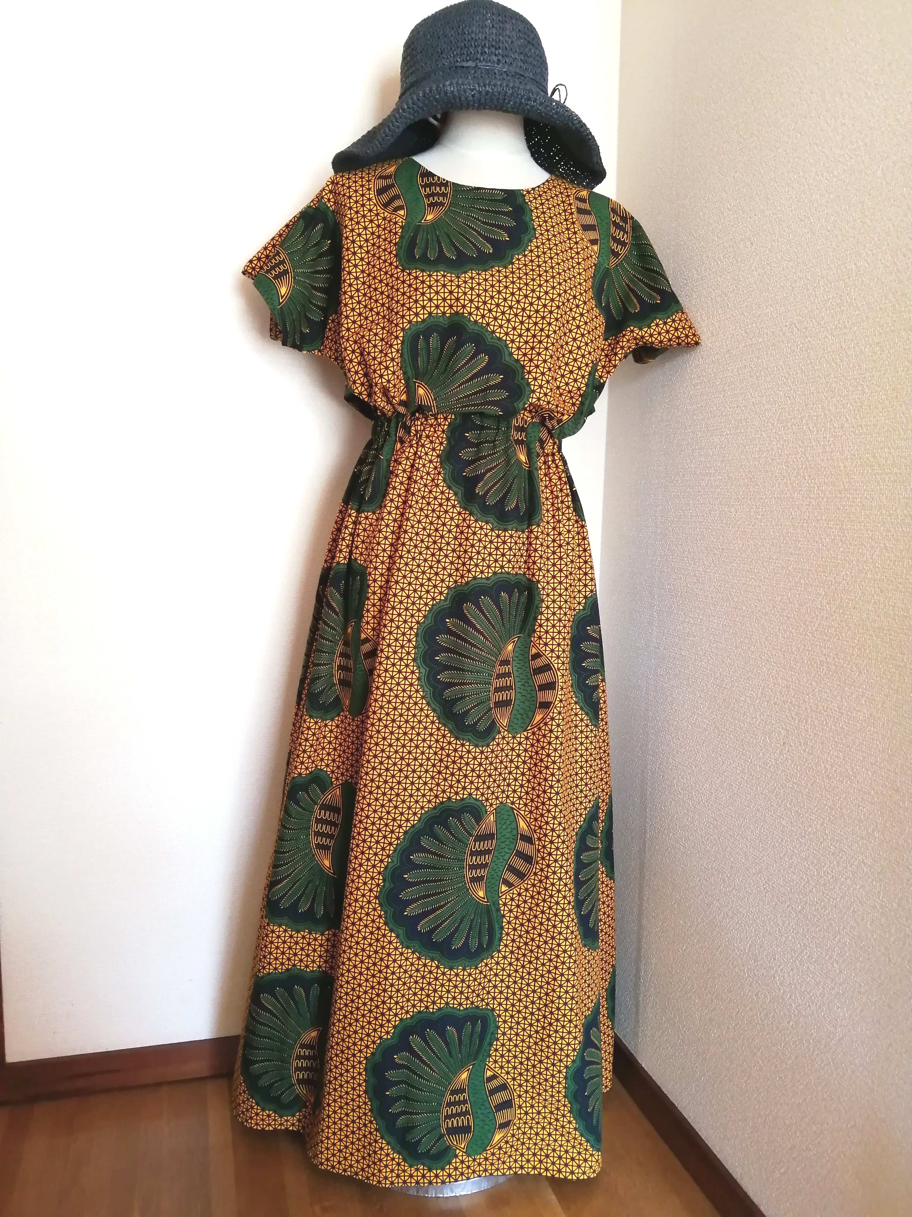 ブラウジング マキシワンピース アフリカ布 Iichi ハンドメイド クラフト作品 手仕事品の通販
